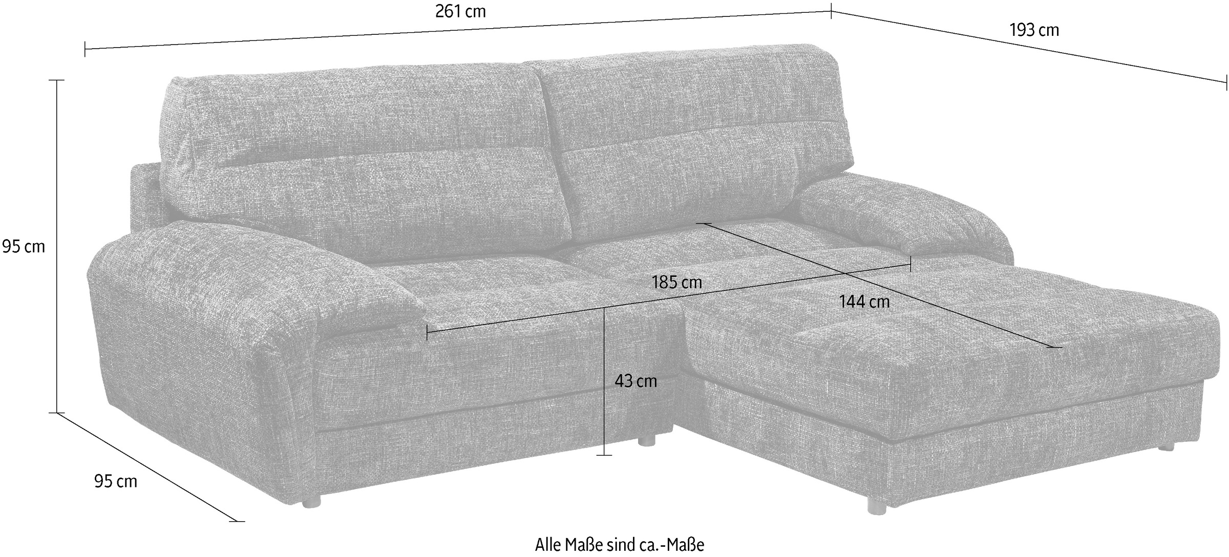 ED EXCITING DESIGN Ecksofa »Princeton L-Form«, frei im Raum stellbar