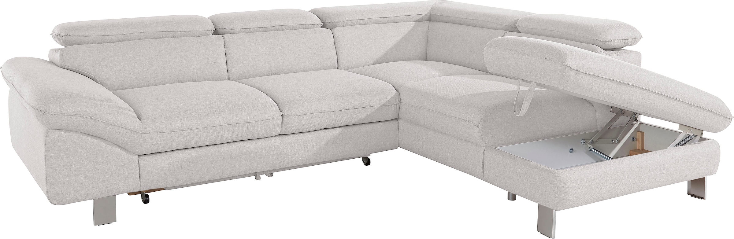 COTTA Polstergarnitur »Driver L-Form«, (Set, 2 tlg.), Set bestehend aus: Ecksofa mit Kopfteilverstellung & Hocker