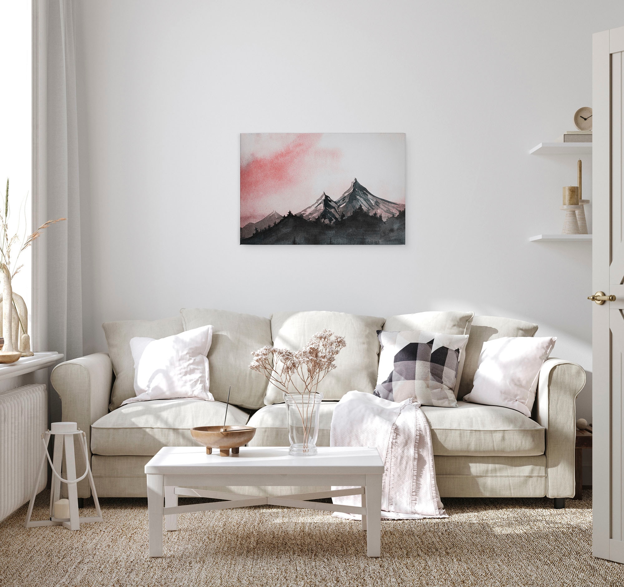 A.S. Création Leinwandbild »Mountain Paint«, Kunst-Wald-Kinder, (1 St.), Berg Bild Landschaft Keilrahmen Leinwand-Bild Wohnzimmer modern Kinder