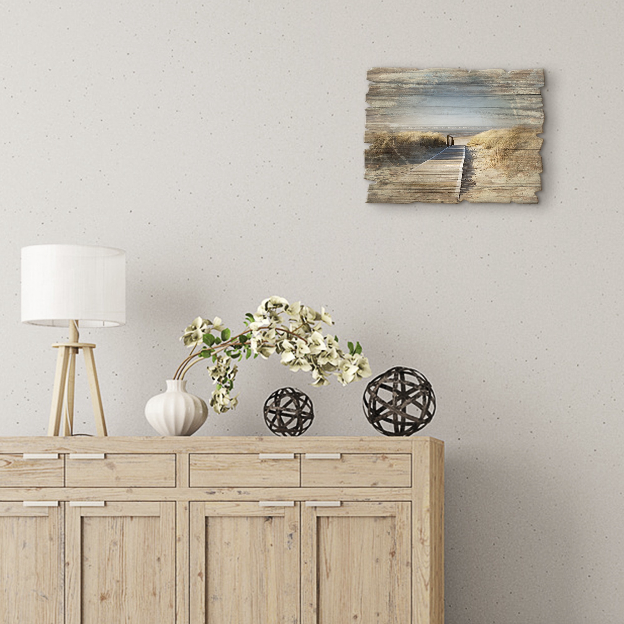 Artland Holzbild »Nordseestrand auf Langeoog - Steg« Strand 1 Stk. tlg.