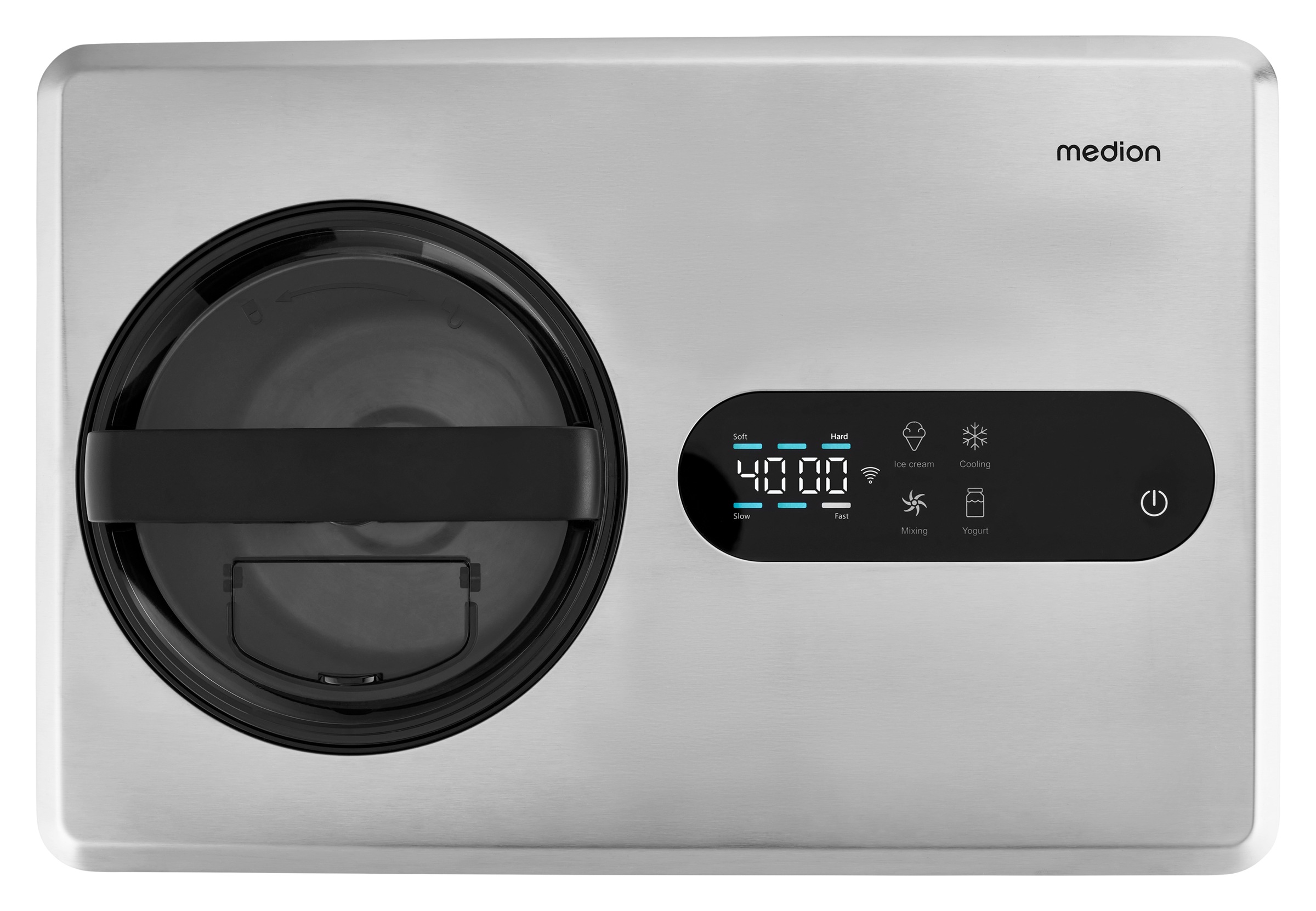 Medion® Eismaschine »MD 12170, 2 L Kapazität, integrierter Kompressor, Smartphonesteuerung«, 220 W, Herausnehmbarer Edelstahl-Eisbehälter, Sensor-Touch-LED-Display