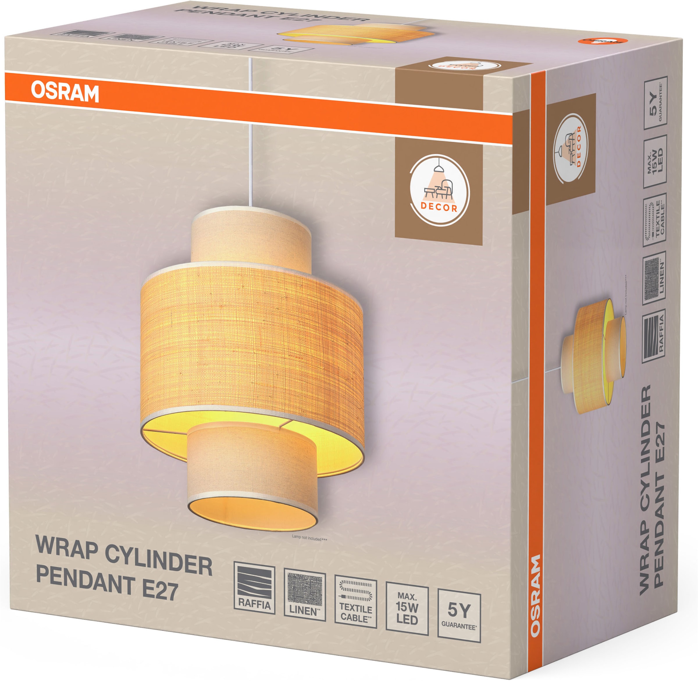 Osram Pendelleuchte »Decor Wrap« E27 1 Stk. Fassung E27, Bast und Leinen und Stahl