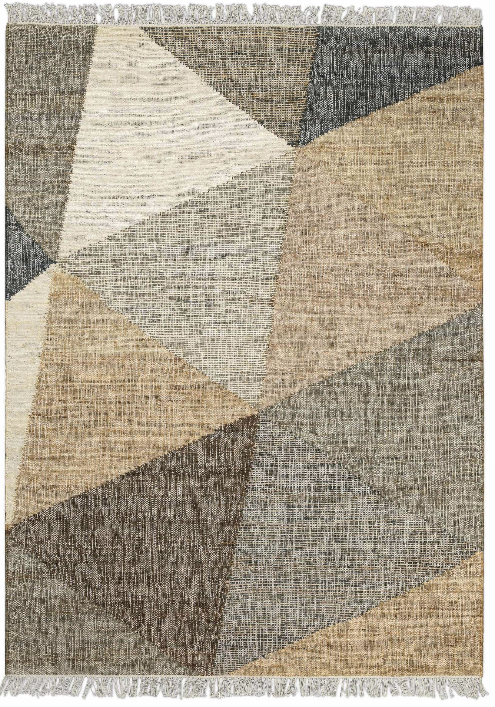 my home Teppich »Stevo, mit Fransen«, rechteckig, 4 mm Höhe, handgewebter Naturteppich, 80 % Jute, geometrisch, Esszimmer, Flur