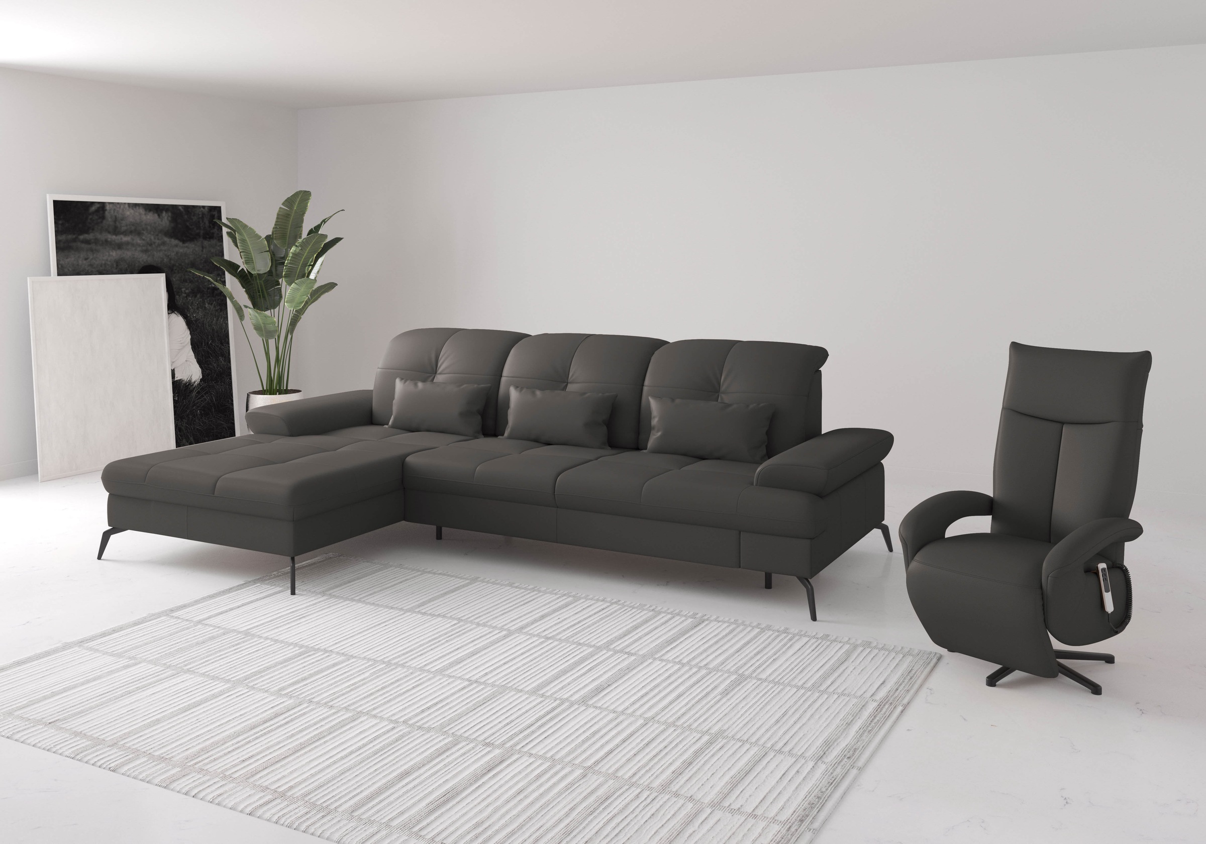 sit&more Ecksofa »Amica, L-Form, inkl. Sitztiefenverstellung & Armteilverstellung«, wahlweise mit Bettfunktion, Bettkasten und Kopfteilverstellung