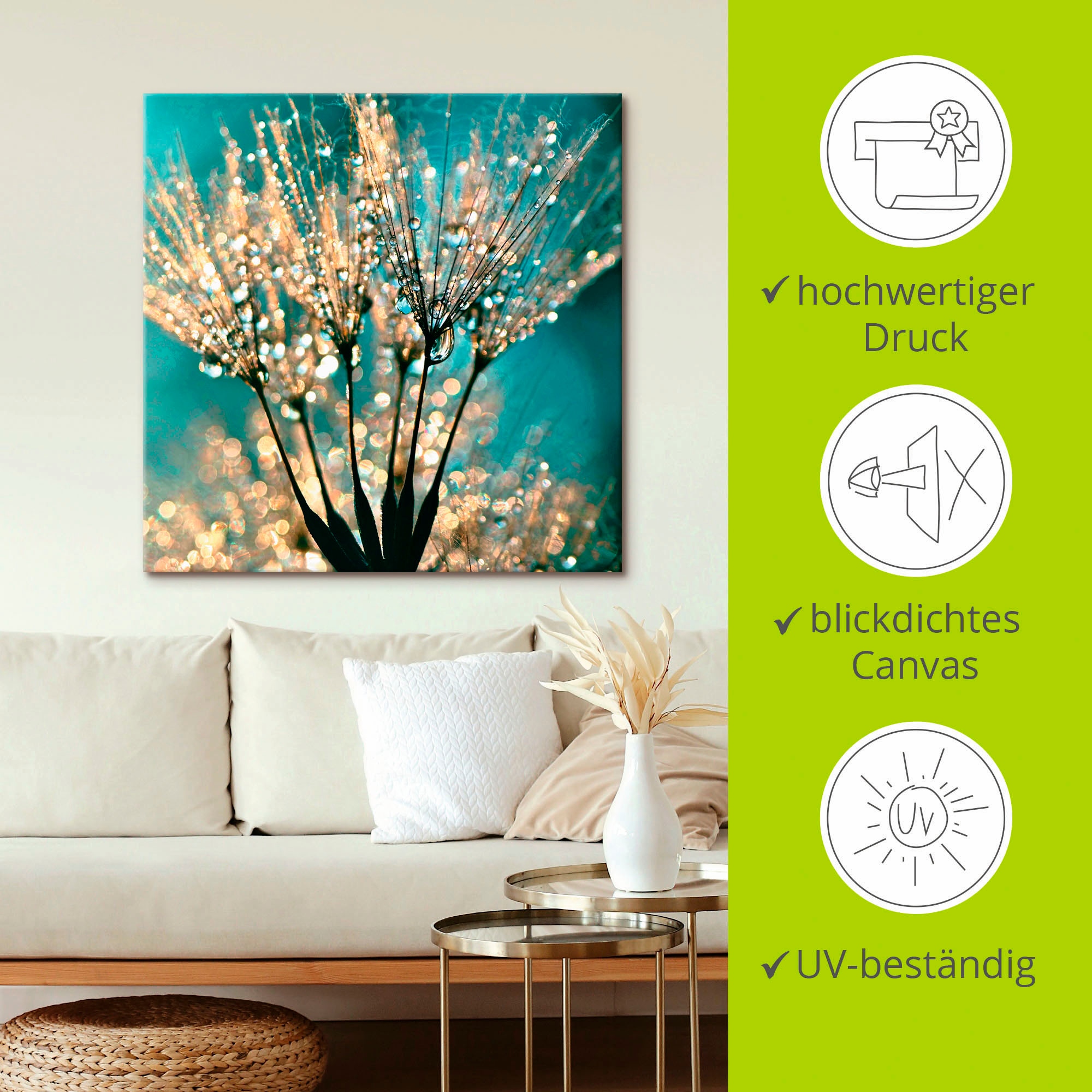 Artland Wandbild »Pusteblume Schirmchen abstrakt«, Blumen, (1 St.), als Alubild, Outdoorbild, Leinwandbild, Poster, Wandaufkleber