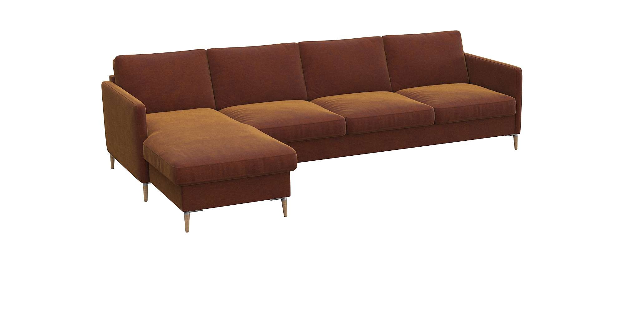 FLEXLUX Ecksofa »Fiore, super Sitzkomfort durch Kaltschaum im Sitz, L-Form«, schmale Armlehnen, Füße Alu+ Eiche