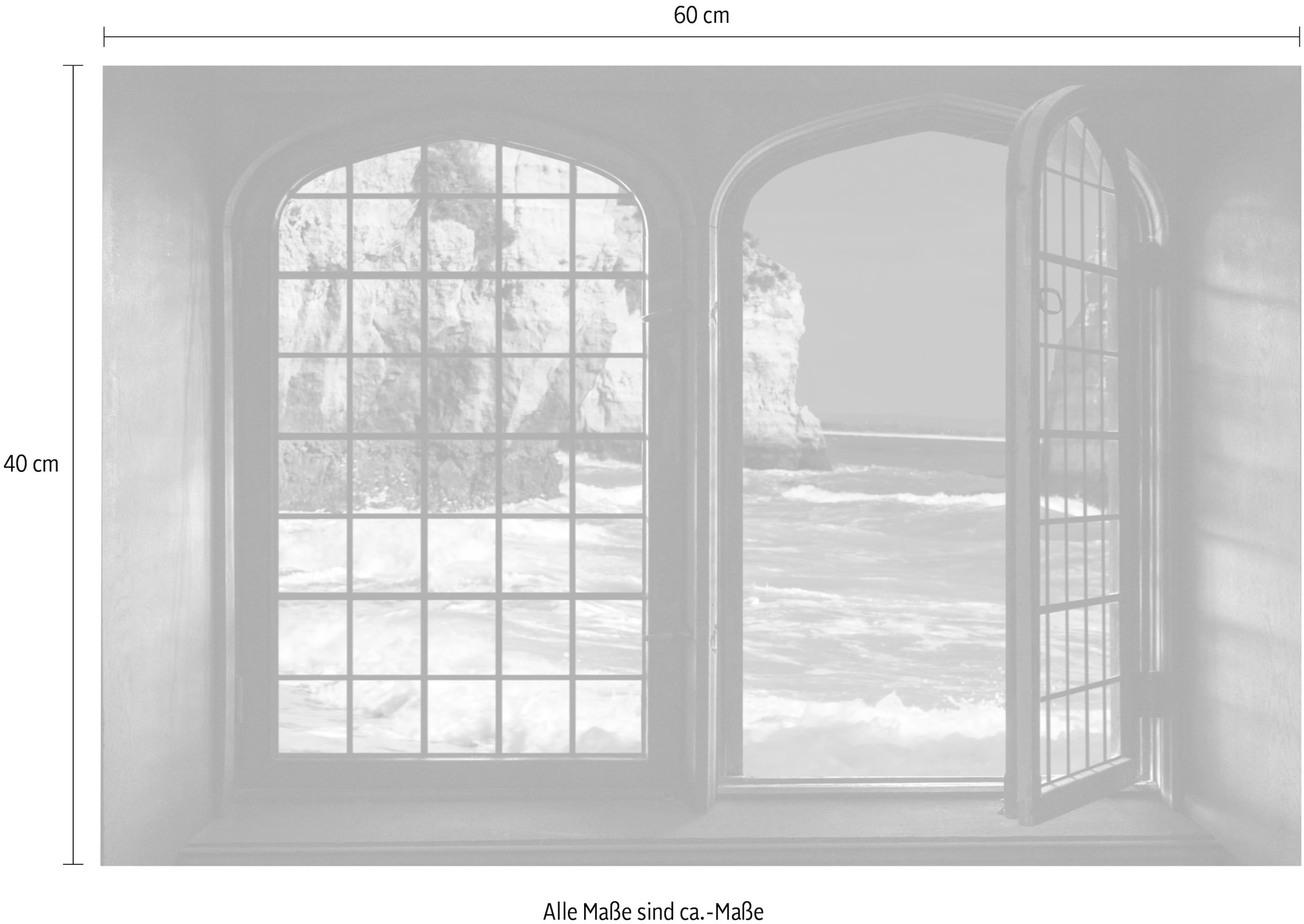 queence Wandsticker »Fels im Meer«, Wandsticker, Wandbild, selbstklebend, 3D, Fenster