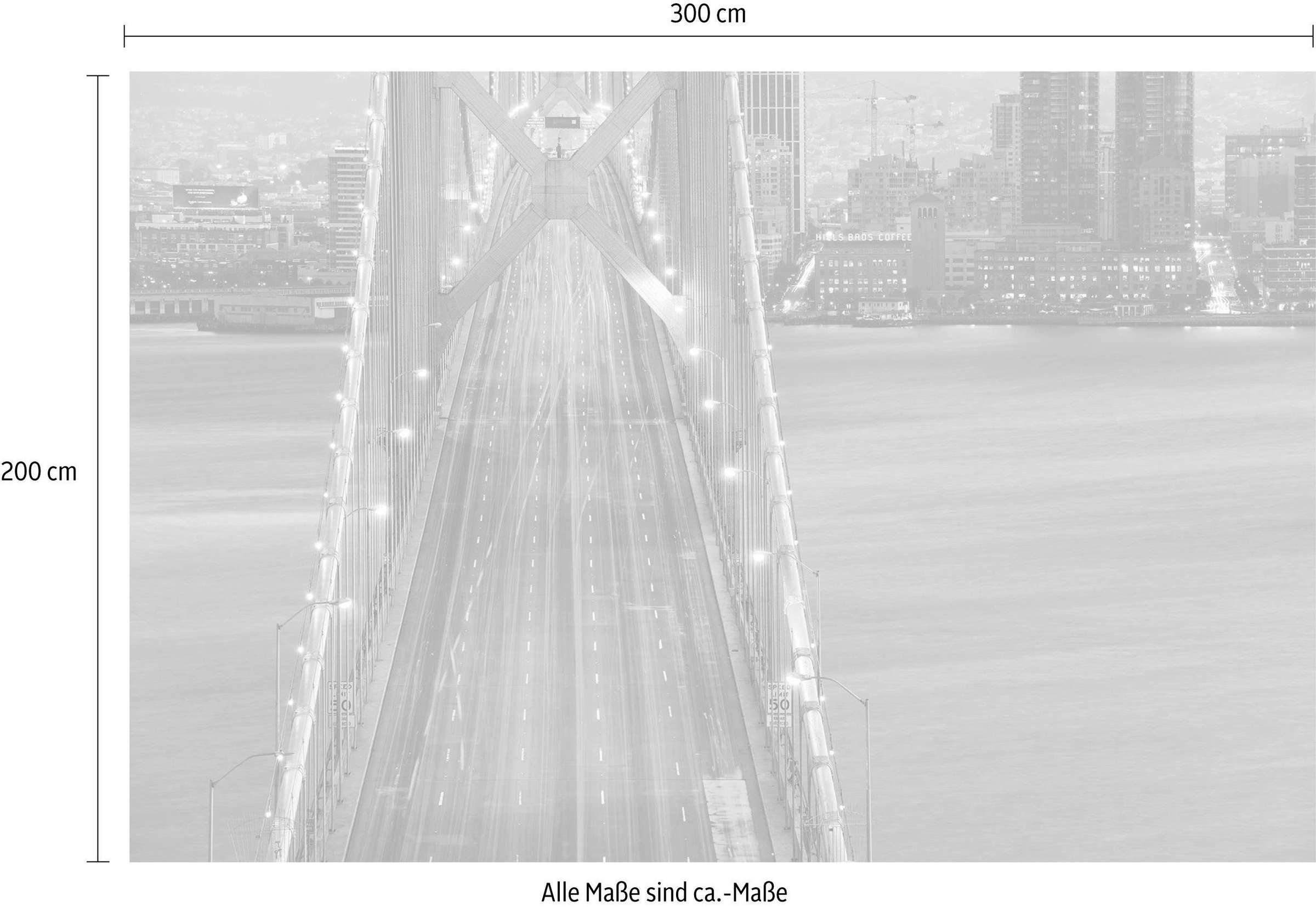 Komar Vliestapete »Digitaldruck Vlies - San Francisco Blues - Größe 300 x 200 cm«, bedruckt, Wohnzimmer, Schlafzimmer