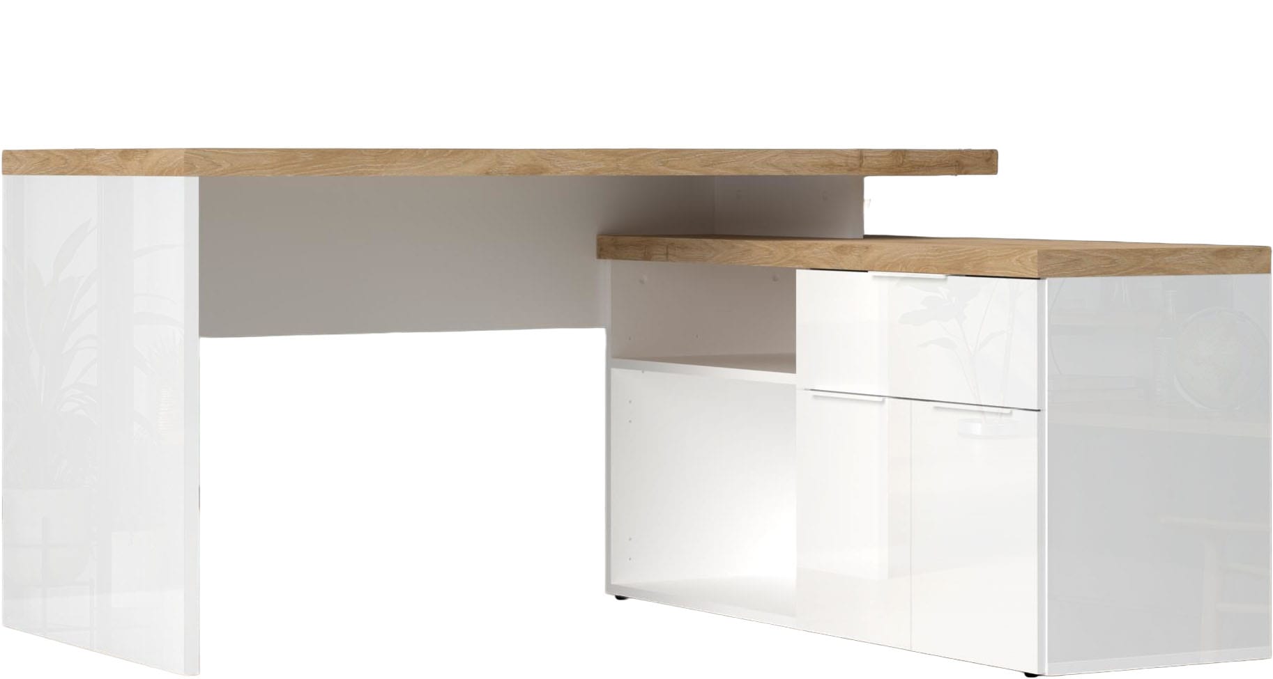 INOSIGN Eckschreibtisch »Easy, Computertisch – 38 mm Platte, perfekt fürs Büro & Homeoffice« Breite/Tiefe 138/132 cm, Schubkasten mit Selbsteinzug u. Dämpfung