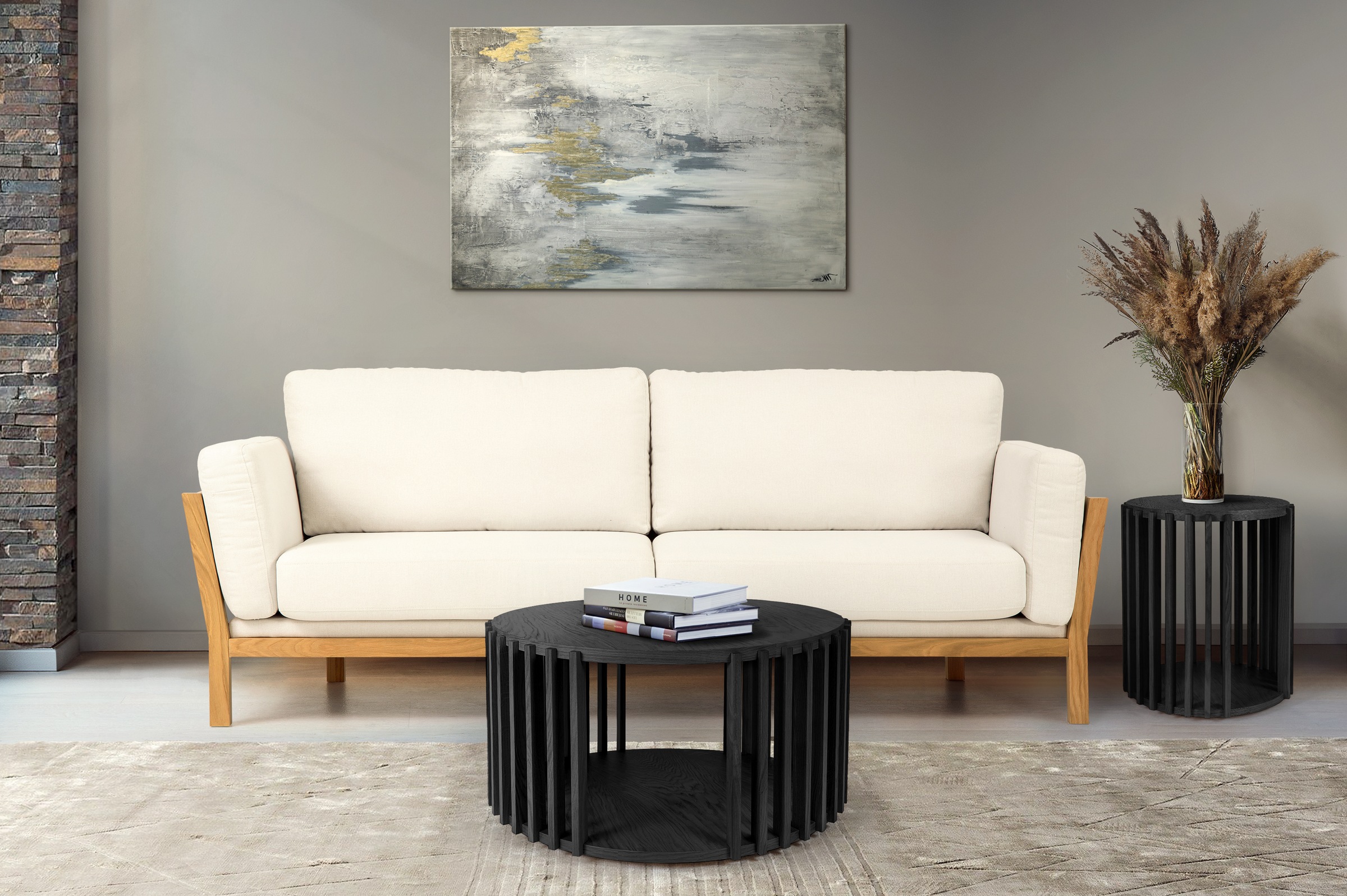 andas Couchtisch »Drum«, Holzfurnier aus Eiche, Sproßen aus massiver Eiche günstig online kaufen