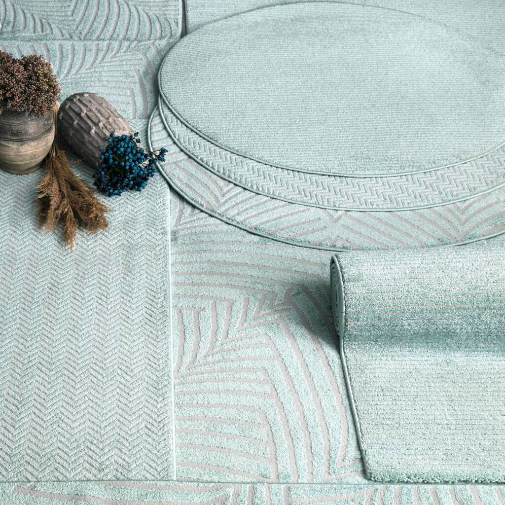 Carpet City Teppich »Friseé-Teppich FANCY 648«, rechteckig, 12 mm Höhe, Läufer, Kurzflor, 3D-Optik, Kreisförmiges Muster, Wohnzimmer