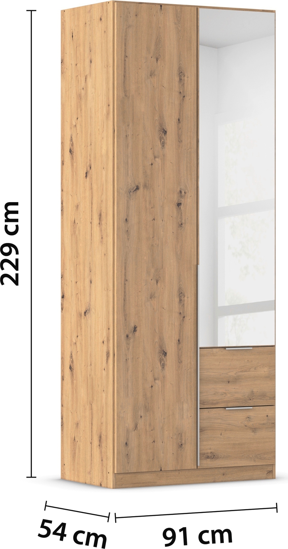 rauch Drehtürenschrank »Kleiderschrank Schrank Garderobe AGORDO mit Dekor- oder Hochglanzfront«, (in zwei Griff-Farben mit Dekor- oder Hochglanzfront), mit Außenschubkästen, in 6 Breiten und 2 Höhen MADE IN GERMANY