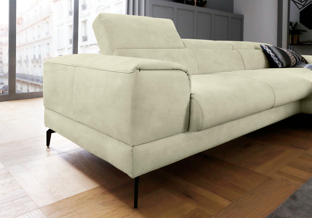 W.SCHILLIG Ecksofa »piedroo, Designsofa mit tollem Sitzkomfort, L-Form«, Kopfteilverstellung, wahlweise mit Sitztiefenverstellung, Breite 303cm
