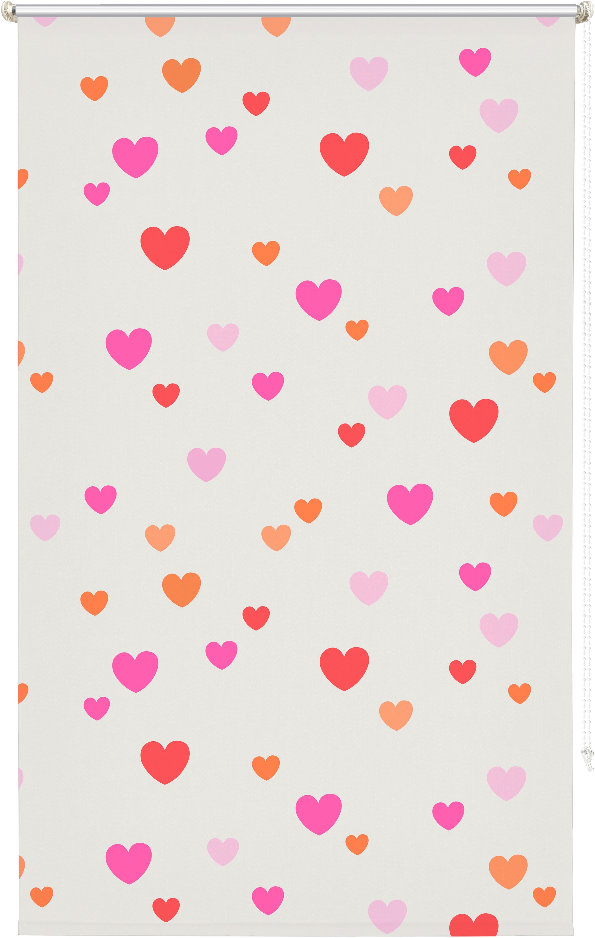 Lüttenhütt Rollo »HEART«, verdunkelnd, Blendschutz-Sichtschutz-Verdunkelung, ohne Bohren, freihängend, Fixmaß, Klemmfix, Herzen, Kinderrollo -NEUHEIT!
