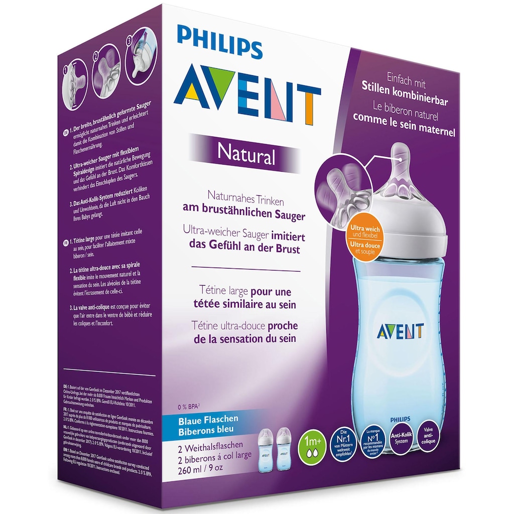 Philips AVENT Babyflasche »Natural Flasche SCF035/27«, (5 tlg., 2er-Pack)