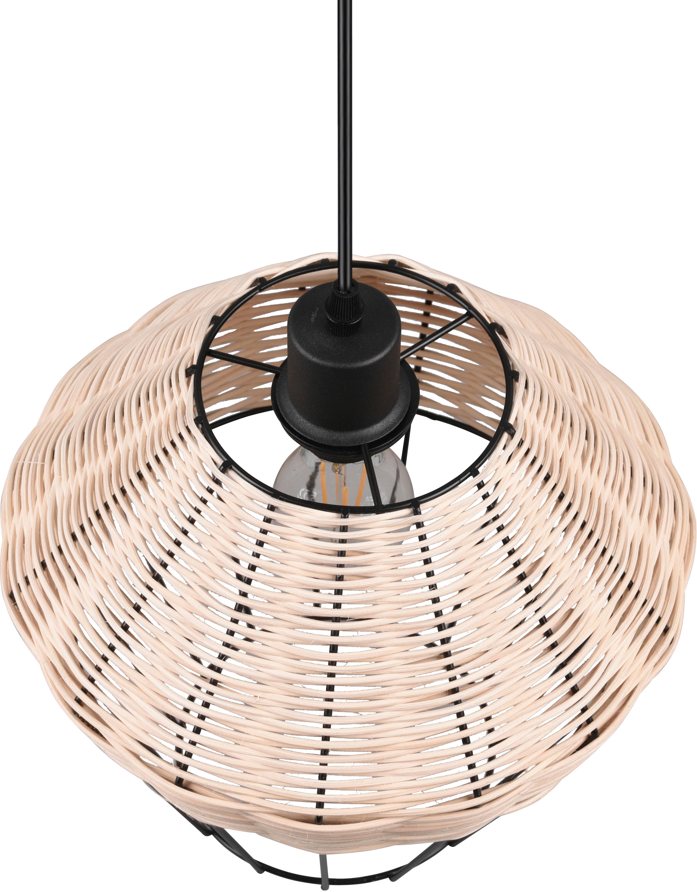 REALITY Leuchten Pendelleuchte »Borka«, 1 flammig, Leuchtmittel E27 | ohne Leuchtmittel, Boho Hängelampe aus Rattan 1-flammig exkl E27 max 40W höhenverstellbar