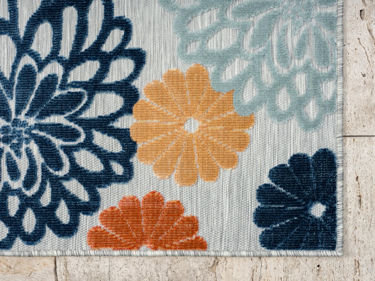 Myflair Möbel & Accessoires Teppich »Bloom Lagerräumung«, rechteckig, 8 mm Höhe, Blumen Motiv, Hoch-Tief Effekt, Outdoor geeignet, Balkon, Terrasse