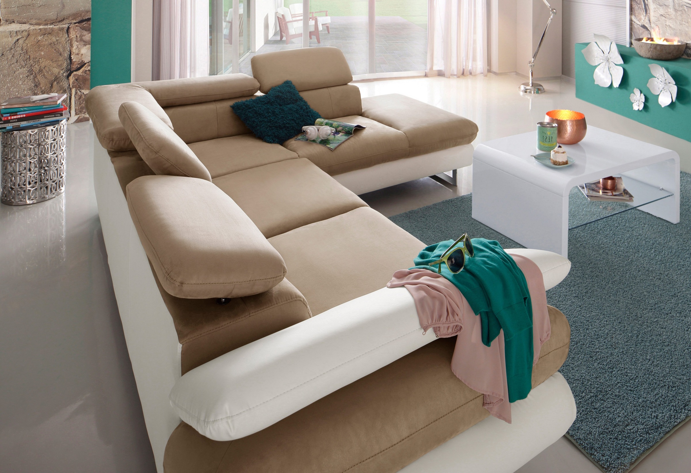 COTTA Ecksofa »Solution L-Form« mit Arm- & Kopfteilverstellung, wahlweise m günstig online kaufen