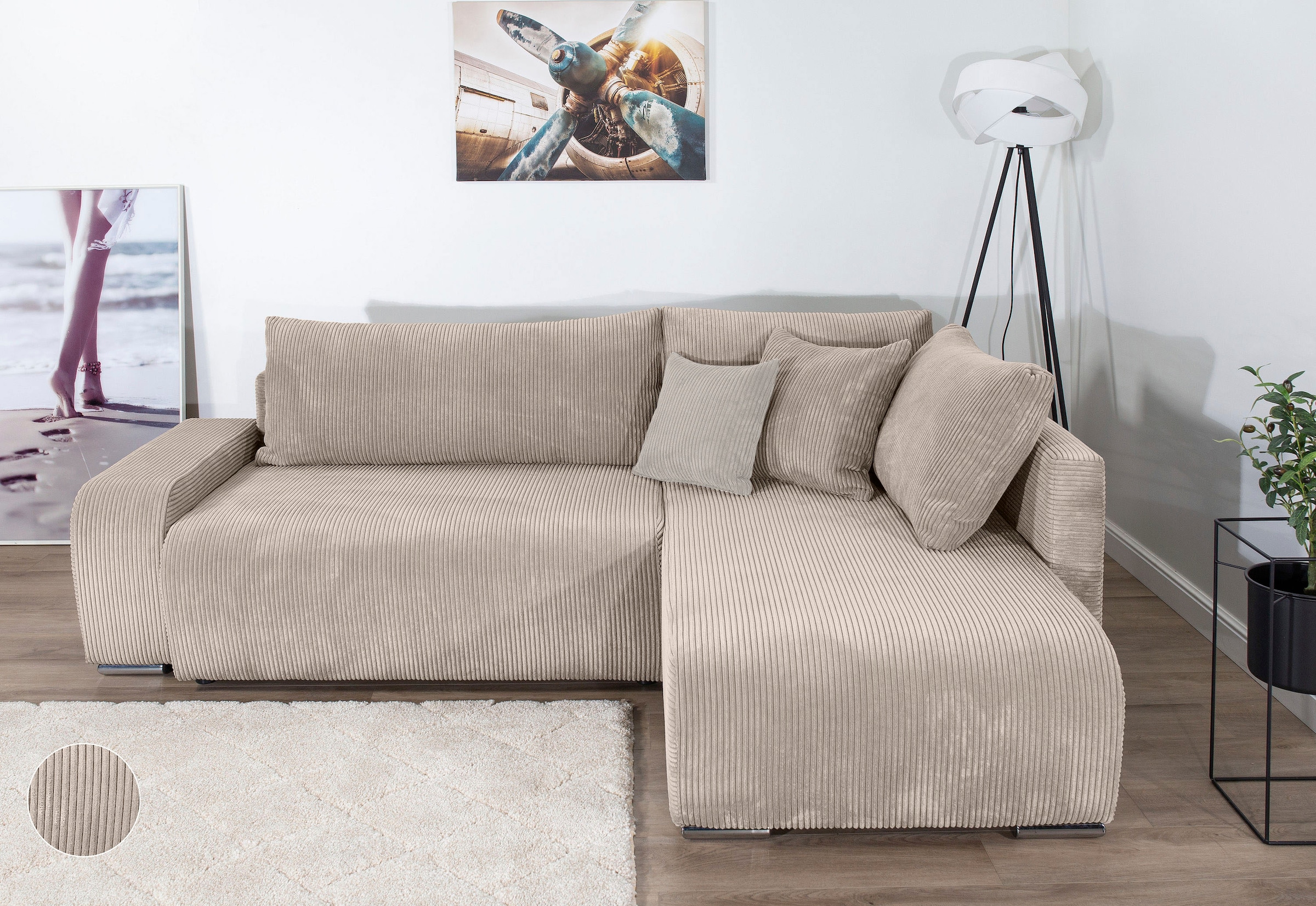 COLLECTION AB Ecksofa »Poppy, L-Form, Breite 227 cm mit Schlaffunktion« ink günstig online kaufen