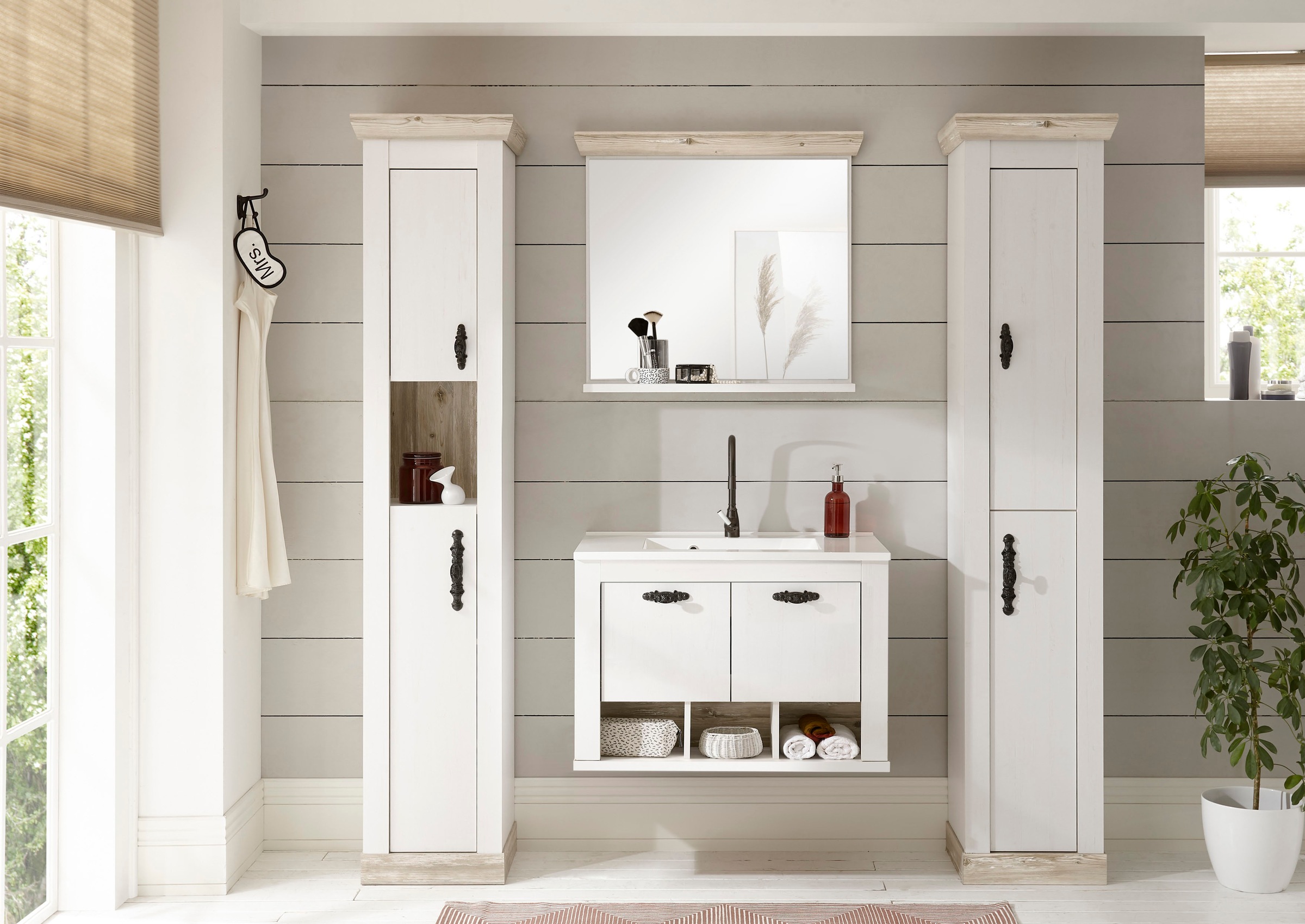 Home affaire Badmöbel-Set »Florenz, Bad im Landhausstil, 4-teiliges Badezim günstig online kaufen