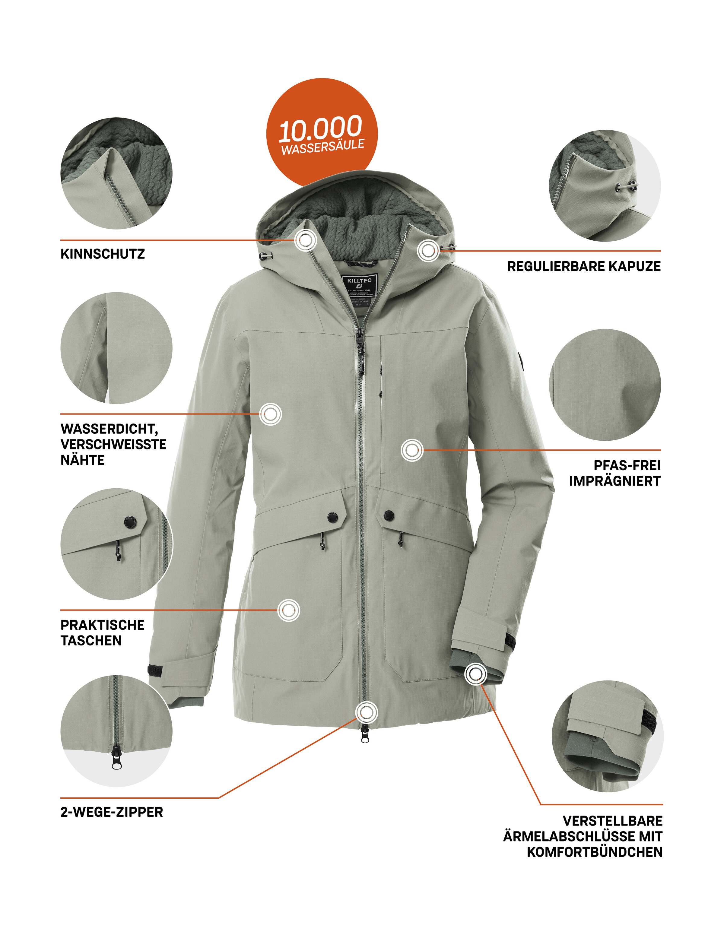 Killtec Parka »KOW 16 WMN PRK«, Wasser- u. winddichter Damen Funktionsparka mit hoher Atmungsaktivität