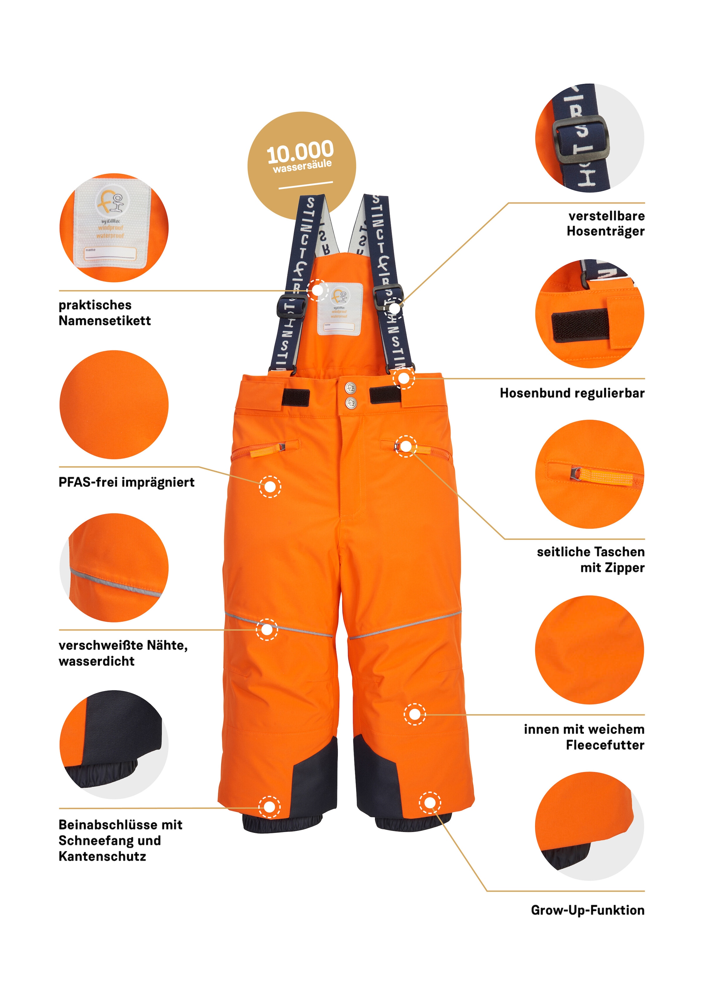 first instinct by killtec Skihose »FISW 48 MNS SKI PNTS«, Wasser- und winddichte Schneehose mit Grow-Up-Funktion und PFAs-frei