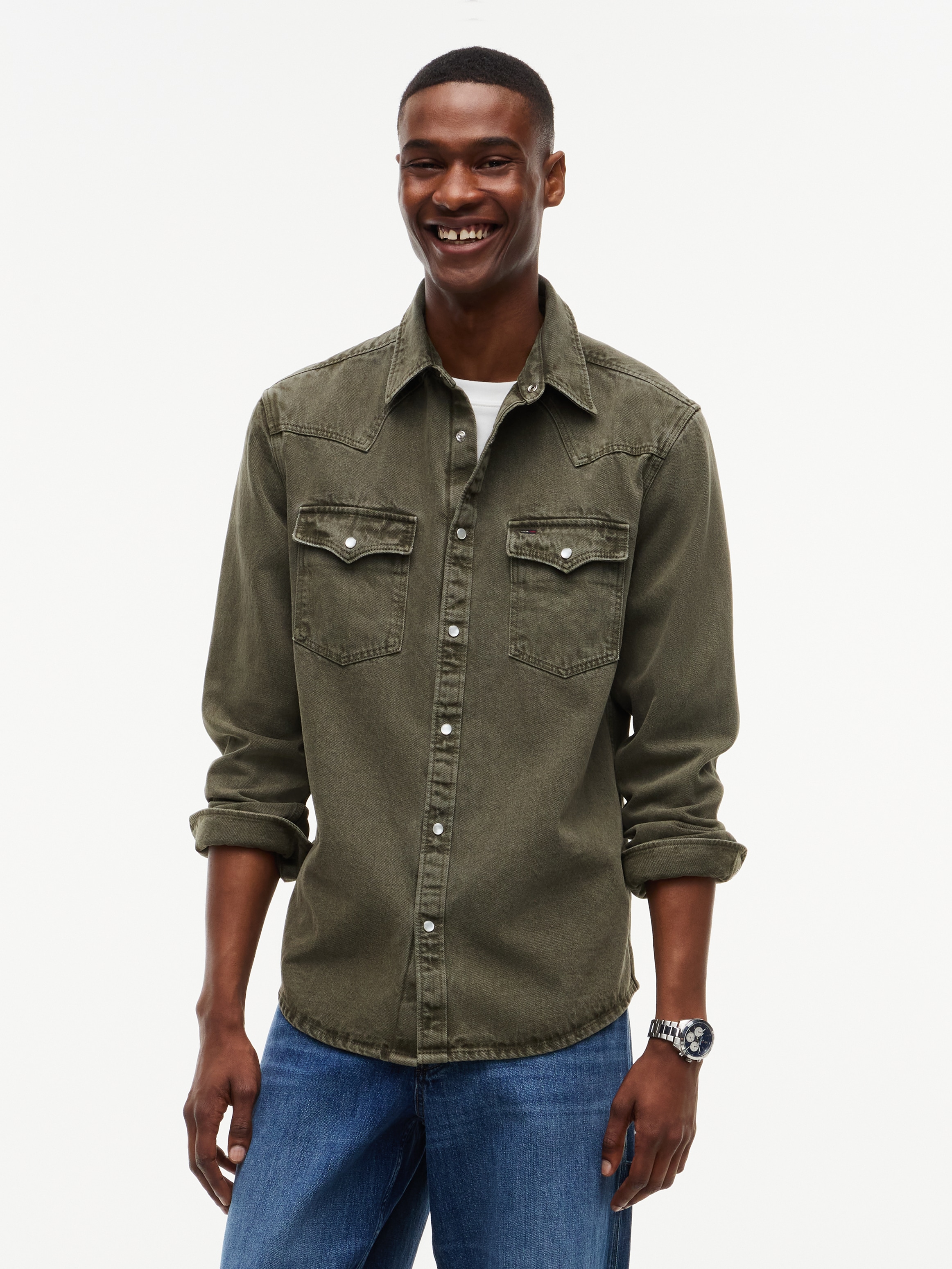 Tommy Jeans Langarmhemd »REGULAR WASHED WESTERN SHIRT« Regular fit mit Hemdkragen