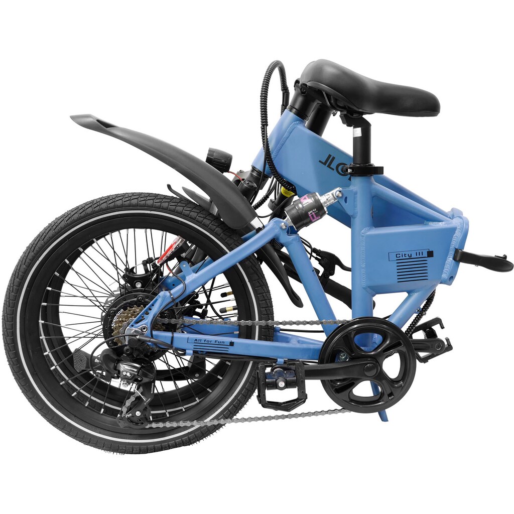 LLobe E-Bike »City III blau 36V / 10,4Ah«, 3 Gang, Shimano, 7-Gang Shimano Kettenschaltung, Frontmotor 250 W