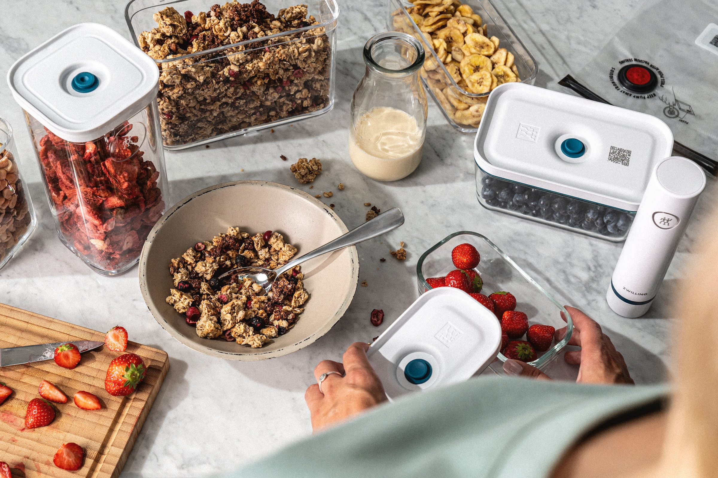 Zwilling Vakuumbehälter »FRESH & SAVE CUBE La Mer, Aufbewahrungssystem« Luftdichte & Vakuumierbare Aufbewahrung, Spülmaschinengeeignet