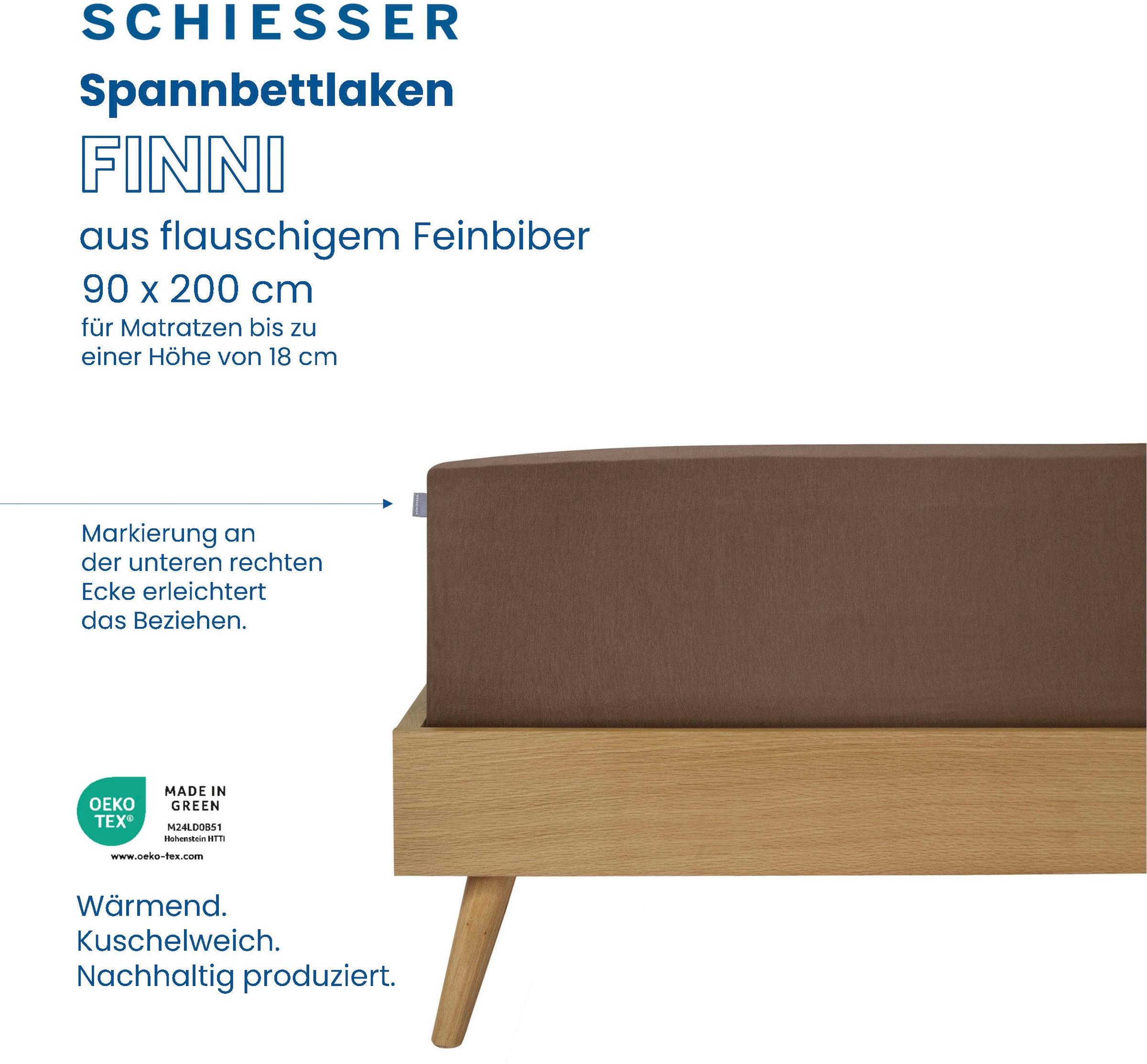 Schiesser Spannbettlaken »Finni aus wärmender Baumwolle«, OEKO-TEX® MADE IN GREEN zertifiziert