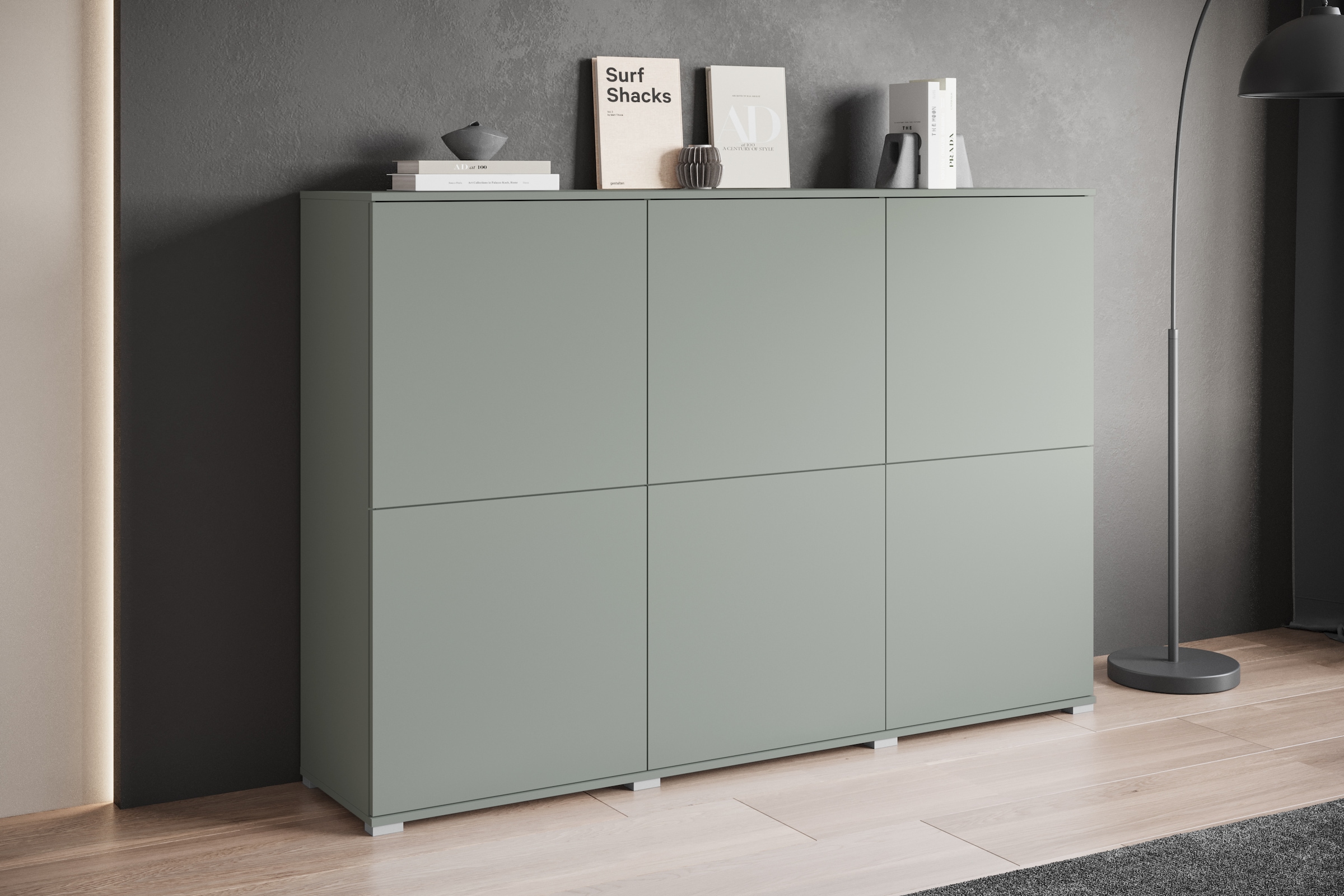 INOSIGN Highboard »Kenia, moderne grifflose Hochkommode mit 6 Türen, Breite 180 cm«, (1 St.), Push-to-Open-Fronten, höhenverstellbaren Einlegeböden