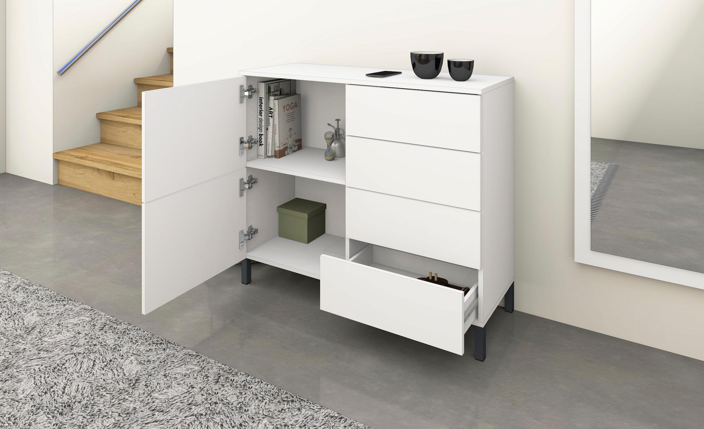 borchardt Möbel Garderoben-Set, (3 St.), Drucköffner (Push-To-Open), höhenverstellbare Einlegeböden
