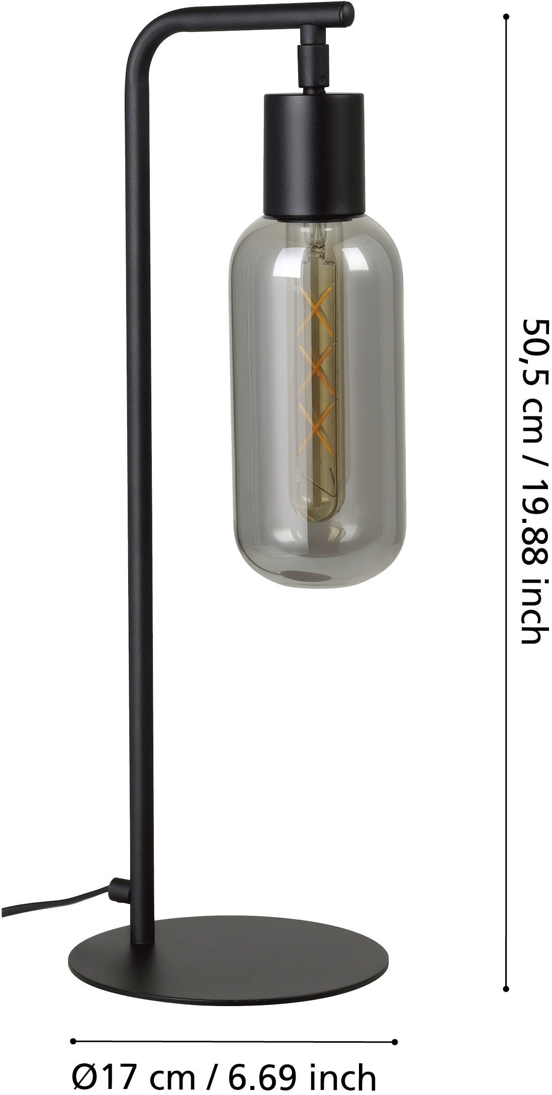 EGLO Tischleuchte »MAIONE Tischlampe - Stahl - E27 - 1X4W - IP20« E27 1 Stk. Nachttischlampe, Schreibtischleuchte, Leselampe,L17 x B9 x H50,5 cm