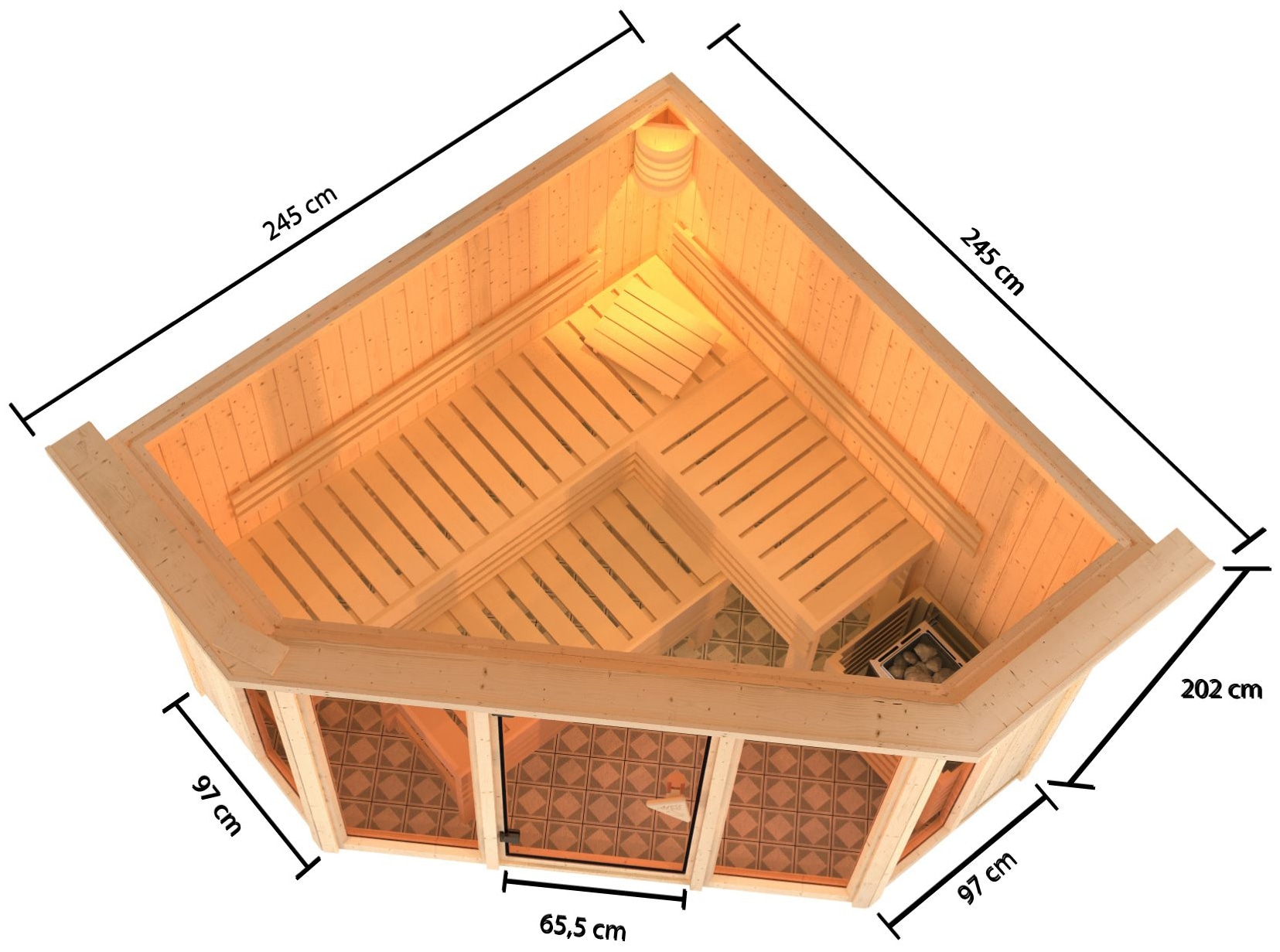 Karibu Sauna »Astrid 2« Set,  Ofen 9 kW Bio externe Strg easy