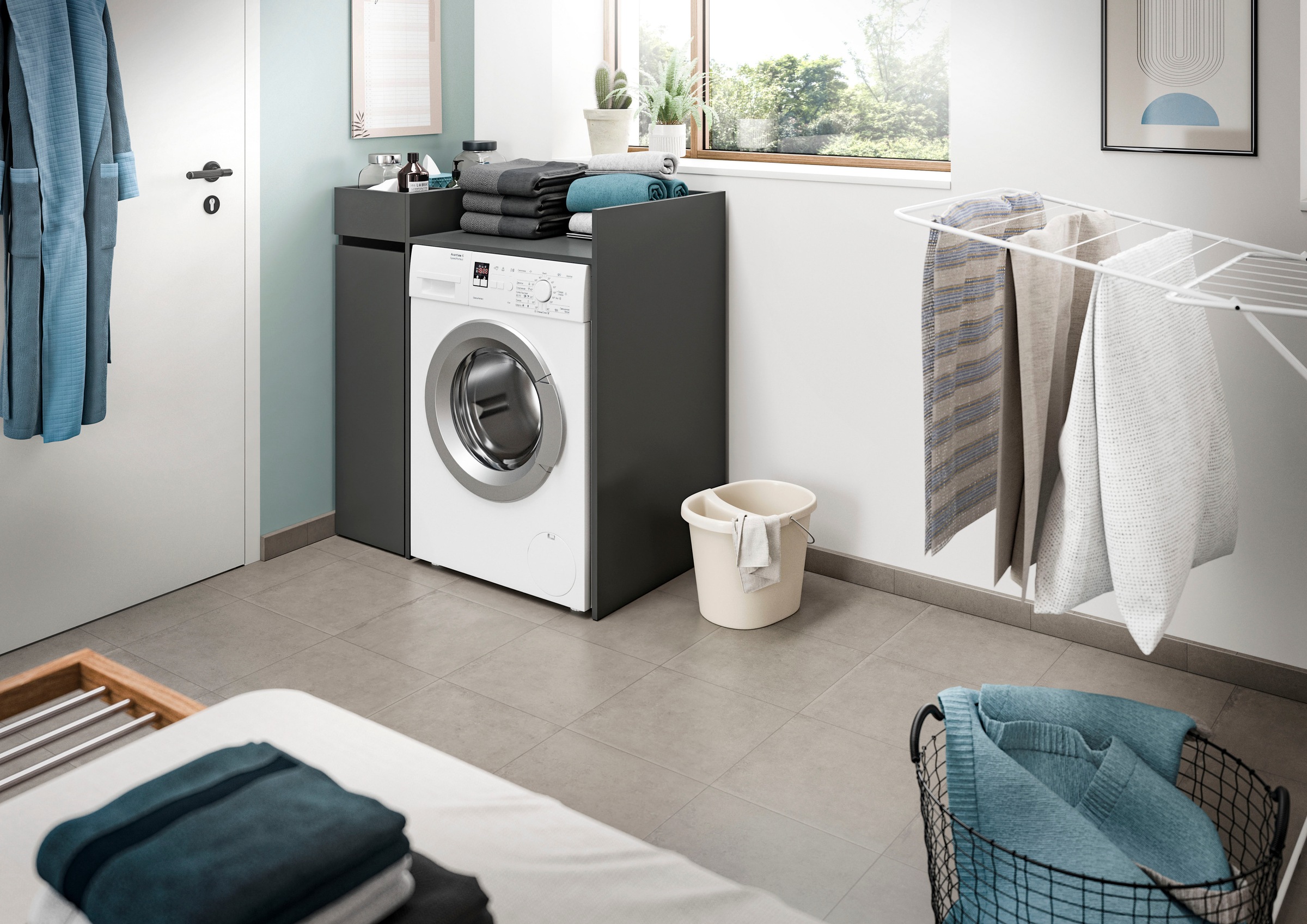 welltime Badmöbel-Set »FALAS, TOPSELLER!, 2-teilig, Hauswirtschaftsraum Set günstig online kaufen