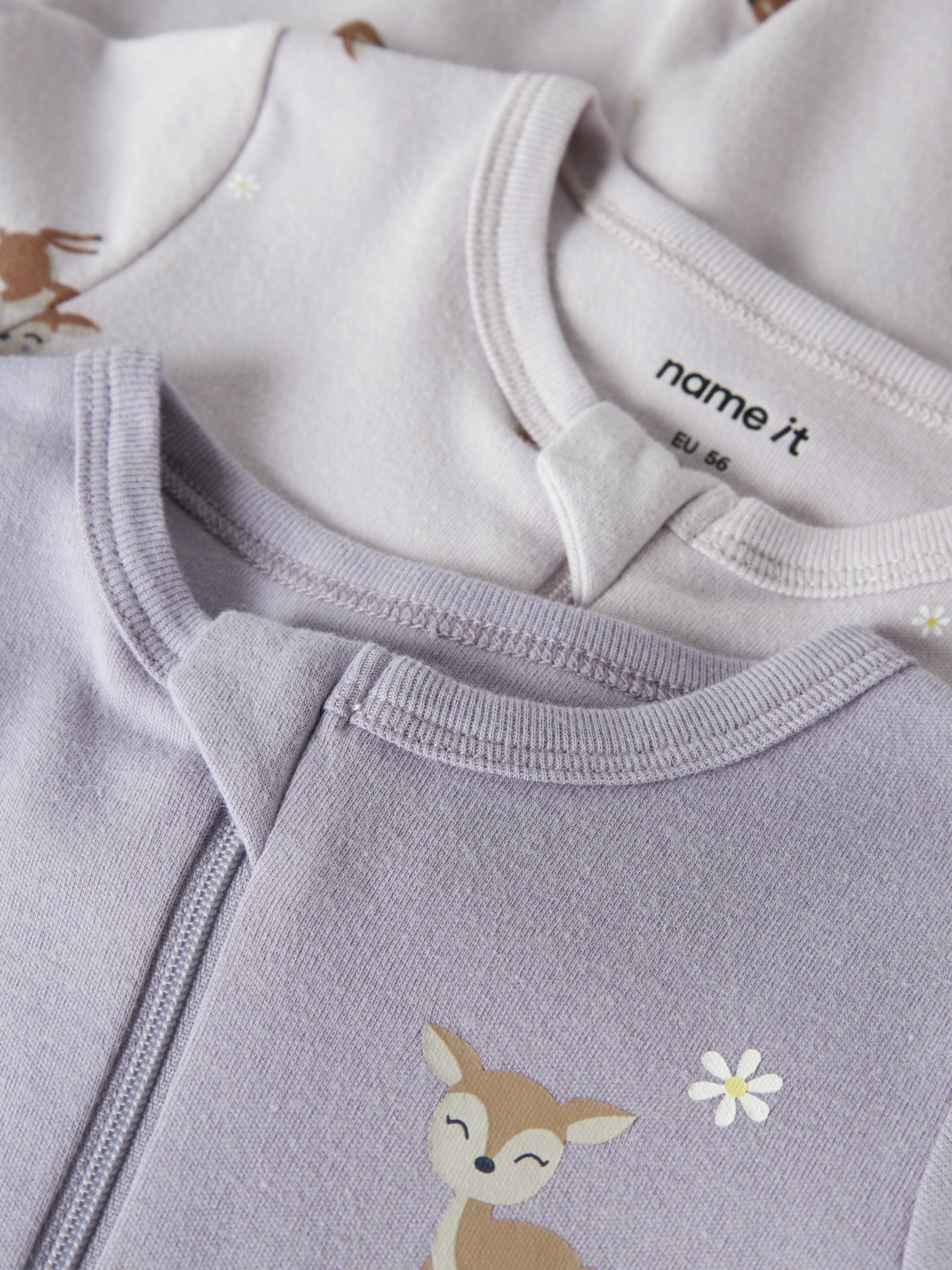 Name It Schlafanzug »NBFNIGHTSUIT 2P ZIP FF LILAC DEER NOOS« Packung, 2 tlg.
