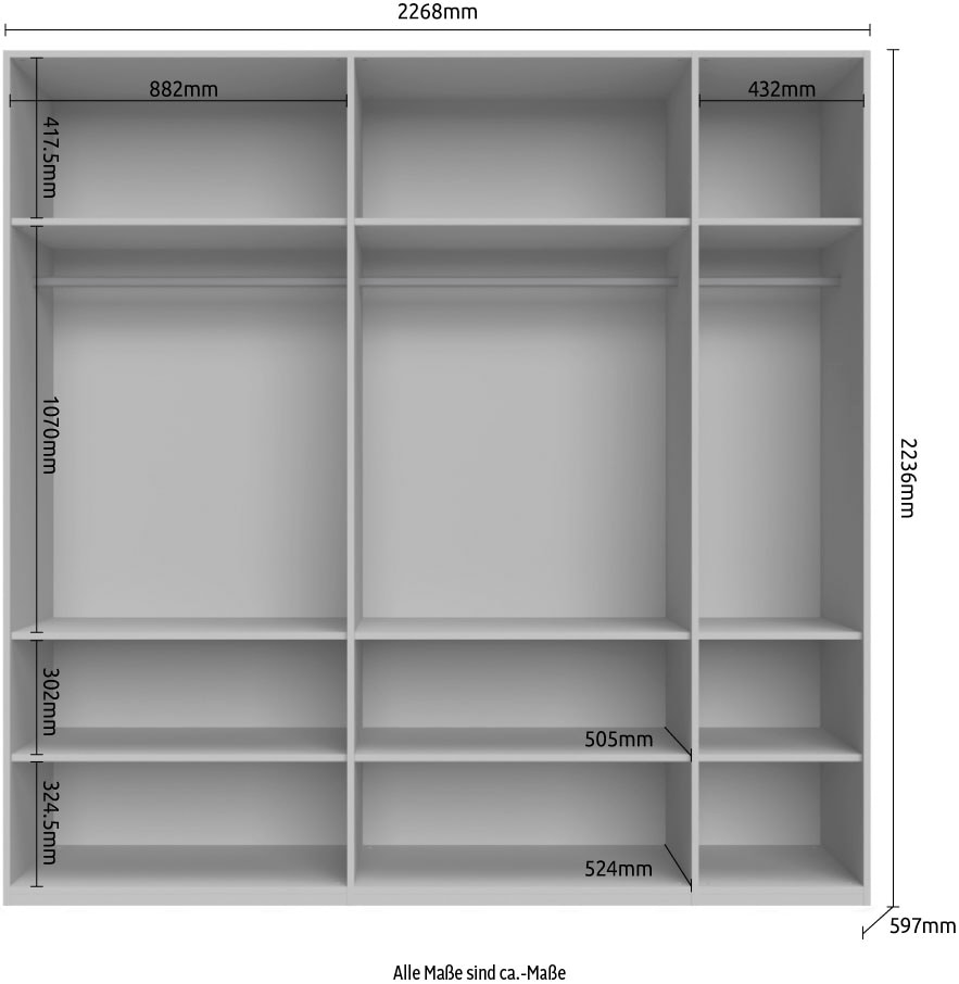 Places of Style Kleiderschrank »Piano, UV lackiert, hochglänzend in beige oder weiß, FSC-zertifiziert«, (Made in Europe), in vielen Breiten, Höhe 224cm, mit Soft-Close Funktion