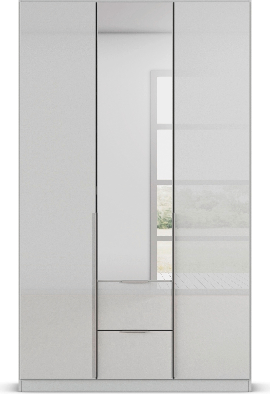 rauch Drehtürenschrank »Kleiderschrank Kleiderschränke Schrank Garderobe AGORDO mit Glasfront«, (in zwei Griff-Farben mit Glasfront), mit Außenschubkästen, in 6 Breiten und 2 Höhen MADE IN GERMANY