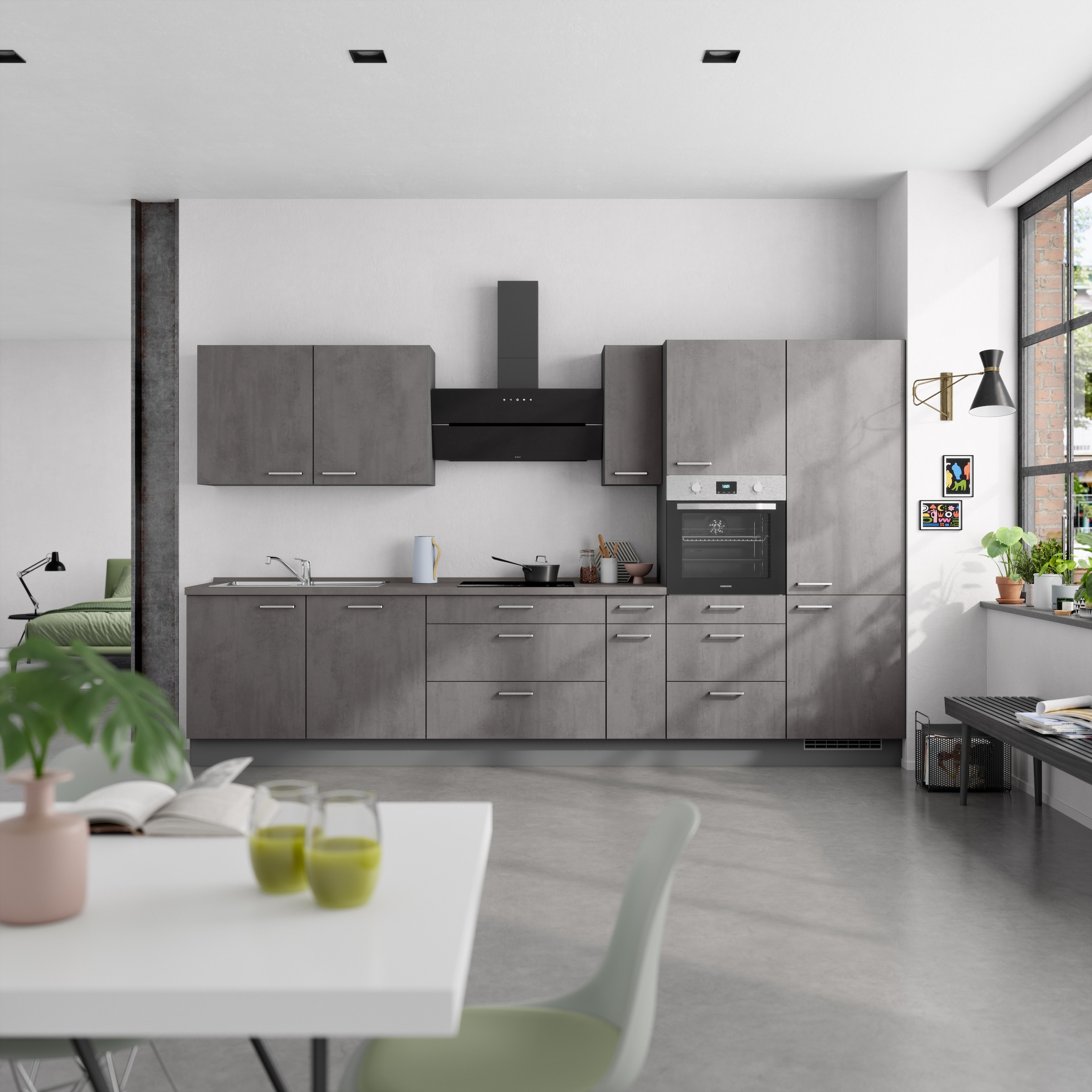 nobilia® Küchenzeile »"Riva II"«, vormontiert, Ausrichtung wählbar, Breite 360 cm, wahlw. mit E-Geräten