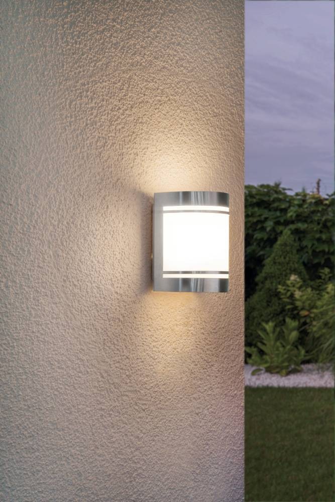 EGLO Außen-Wandleuchte »Cerno Wandleuchte, Außenbeleuchtung, Edelstahl, exkl. Leuchtmittel«, 1 flammig, Leuchtmittel E27 | ohne Leuchtmittel, IP44, Außen-Wandlampe, Garten, Terasse, Garage, Balkon, 16,5x14x10,5cm