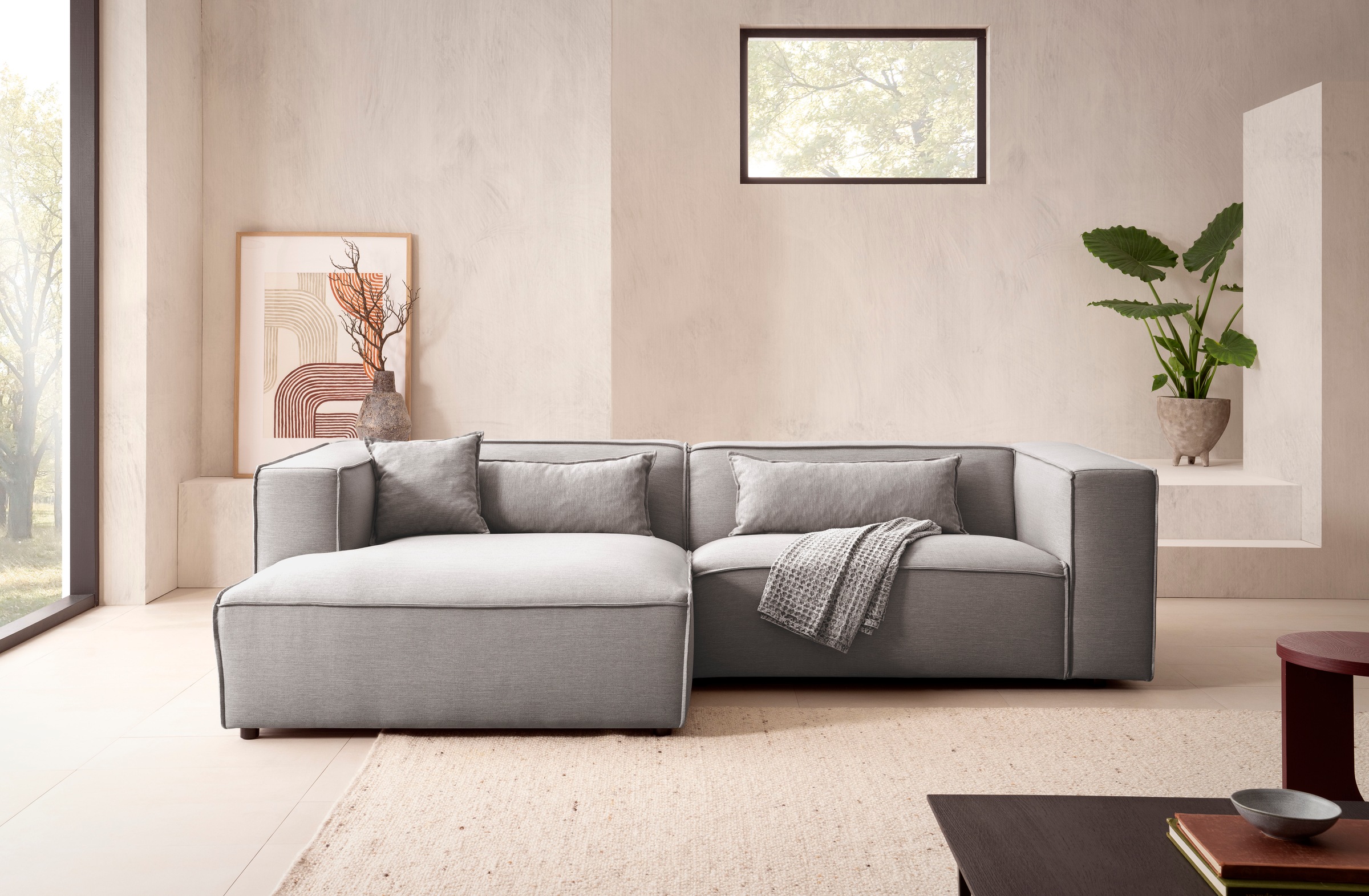 LeGer Home by Lena Gercke Ecksofa »PIARA mit Kedernaht, Cord, Leinenoptik o günstig online kaufen