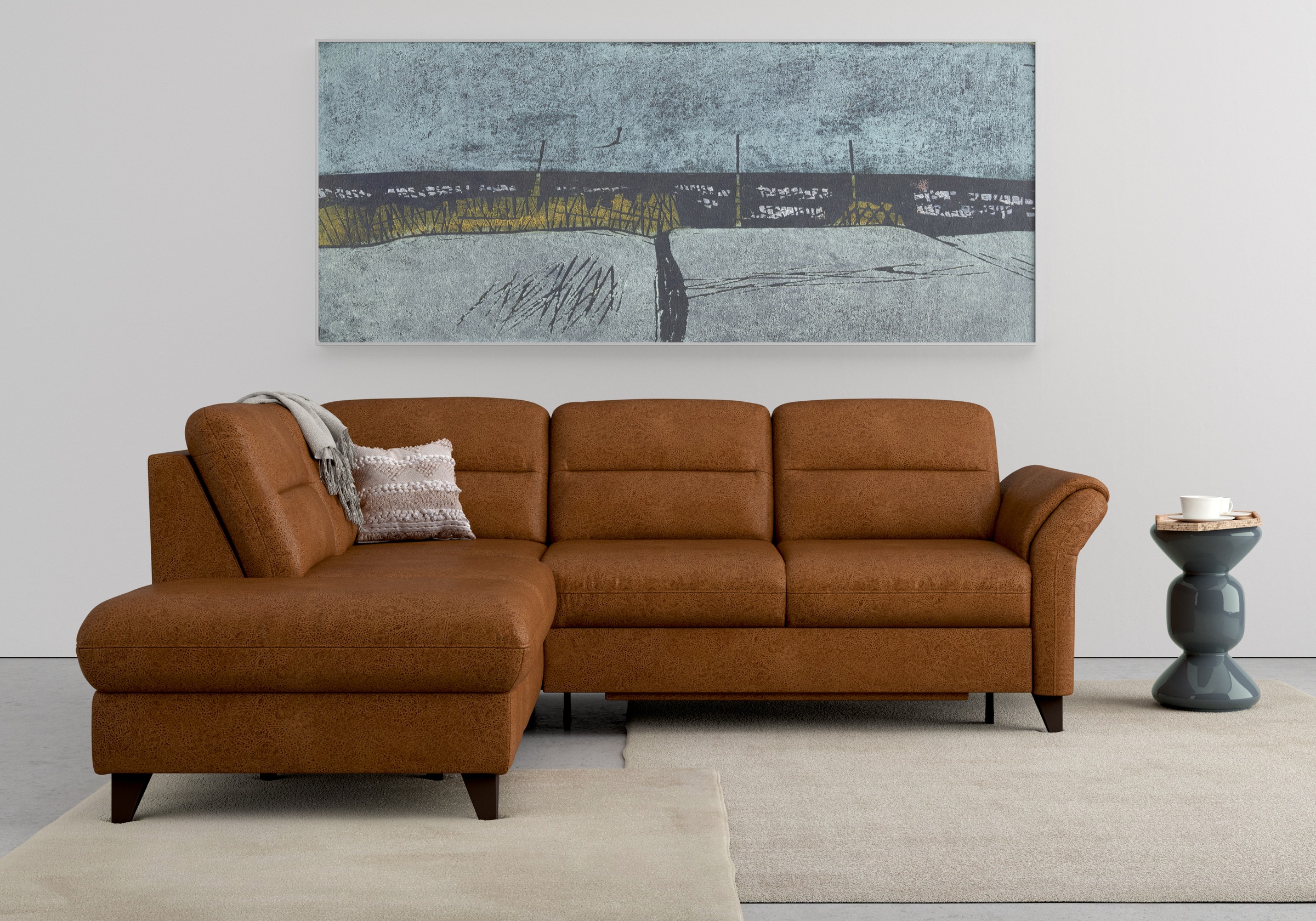 sit&more Ecksofa »Mellum L-Form«, Federkern, wahlweise mit Bettfunktion, Stauraum und Armteilfunktion