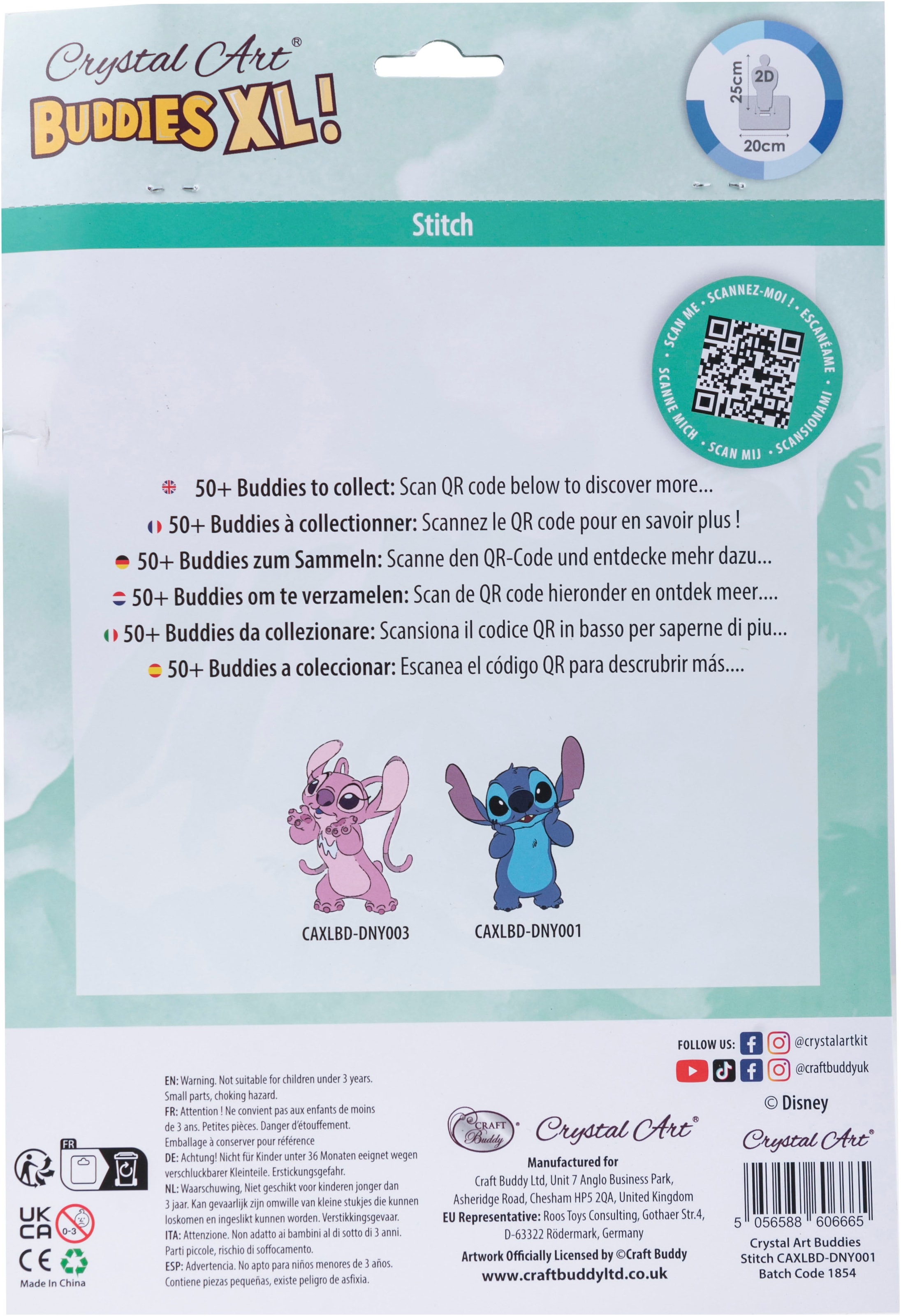 CRAFT Buddy Kreativset »Crystal Art, Buddies XL, Stitch« mit Holzständer