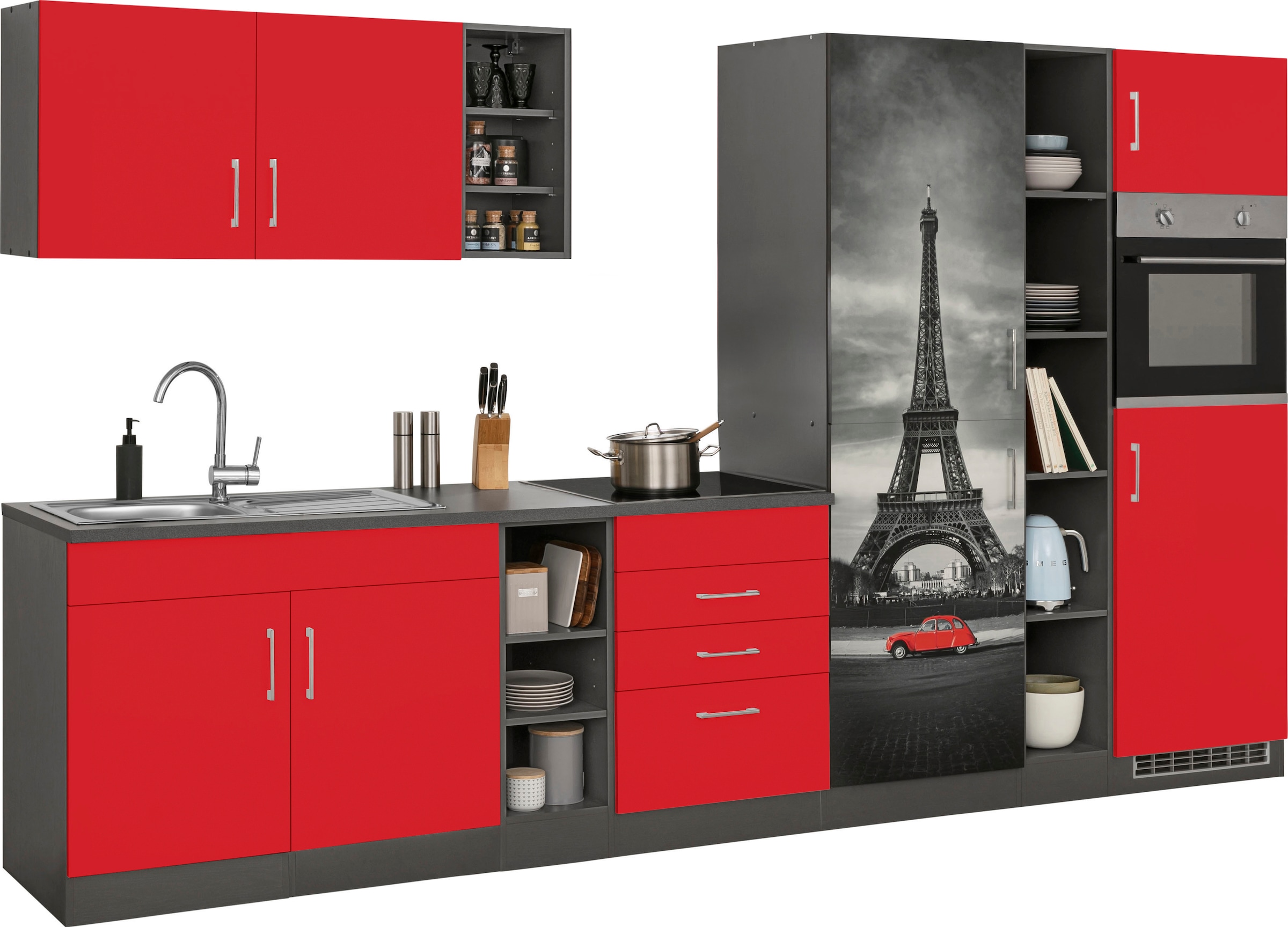 HELD MÖBEL Küchenzeile »Paris«, ohne E-Geräte, Breite 390 cm