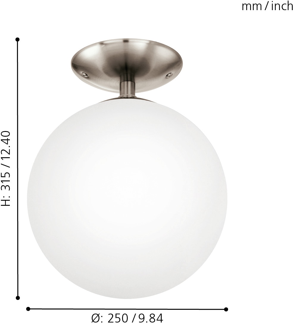 EGLO Deckenleuchte »RONDO Deckenlampe, Stahl und Glas, E27, IP20, Wohnzimmerlampe, Lampe« E27 Deckenleuchte, H31,5 x Ø25 cm, nickel-matt, 1X60W exkl.