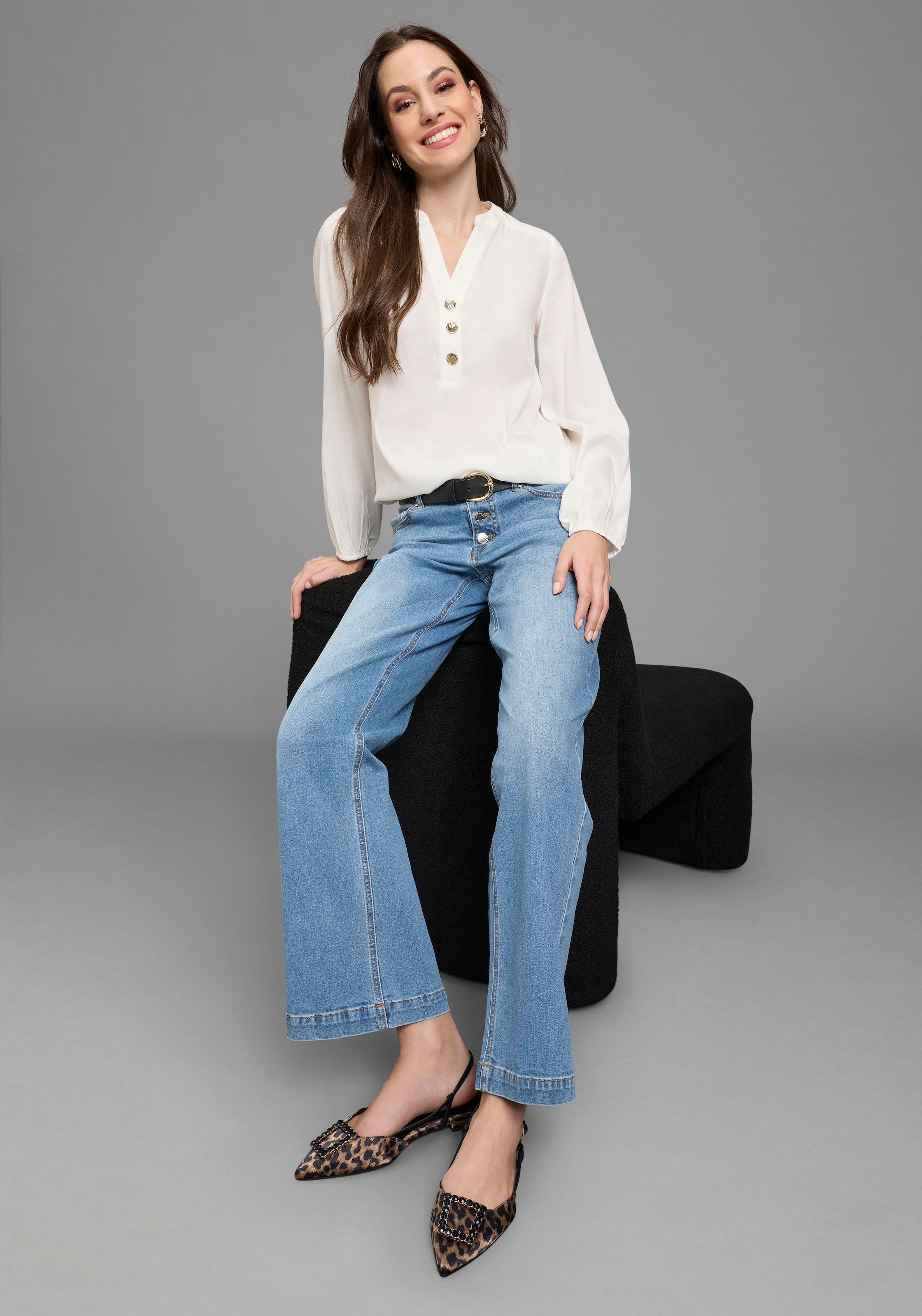 Bruno Banani Weite Jeans mit Elasthan-Anteil, aus Baumwollmaterial
