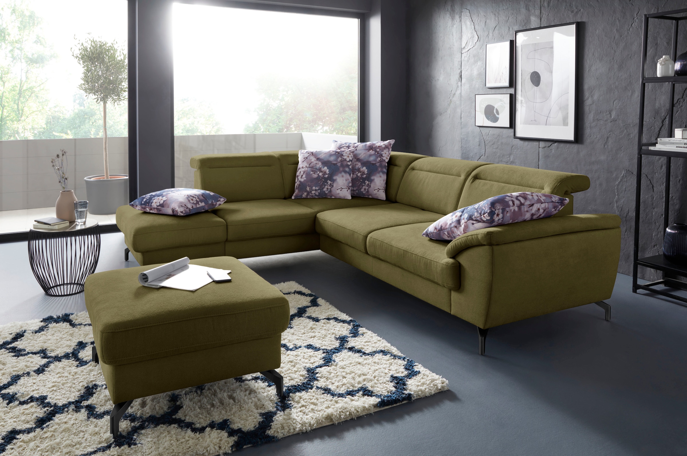 sit&more Ecksofa »Percy L-Form« 12 cm Fußhöhe, Sitztiefenverstellung, wahlw günstig online kaufen