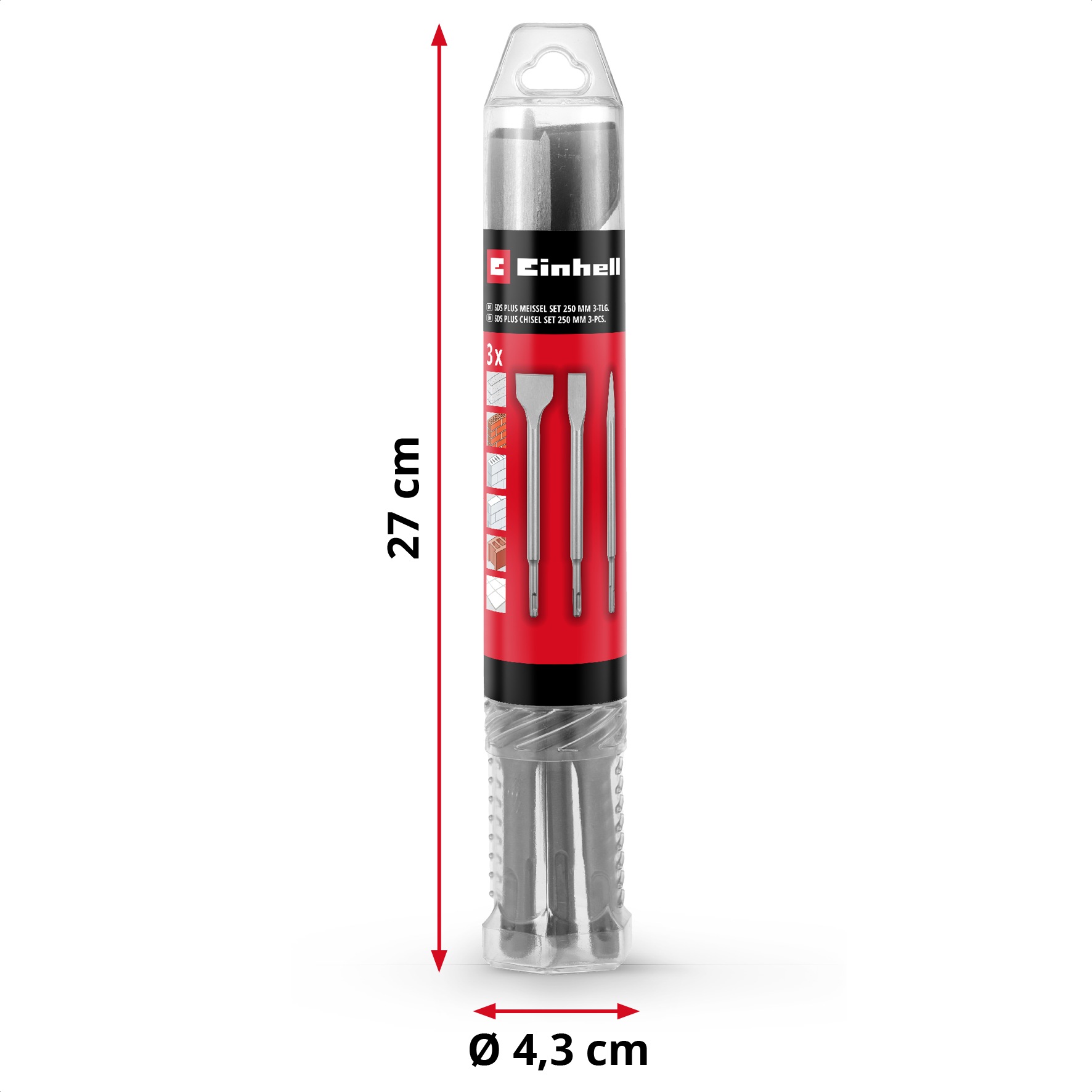 Einhell Meißel-Set, (3 tlg.), Spitzmeißel, Flachmeißel, Spatmeißel