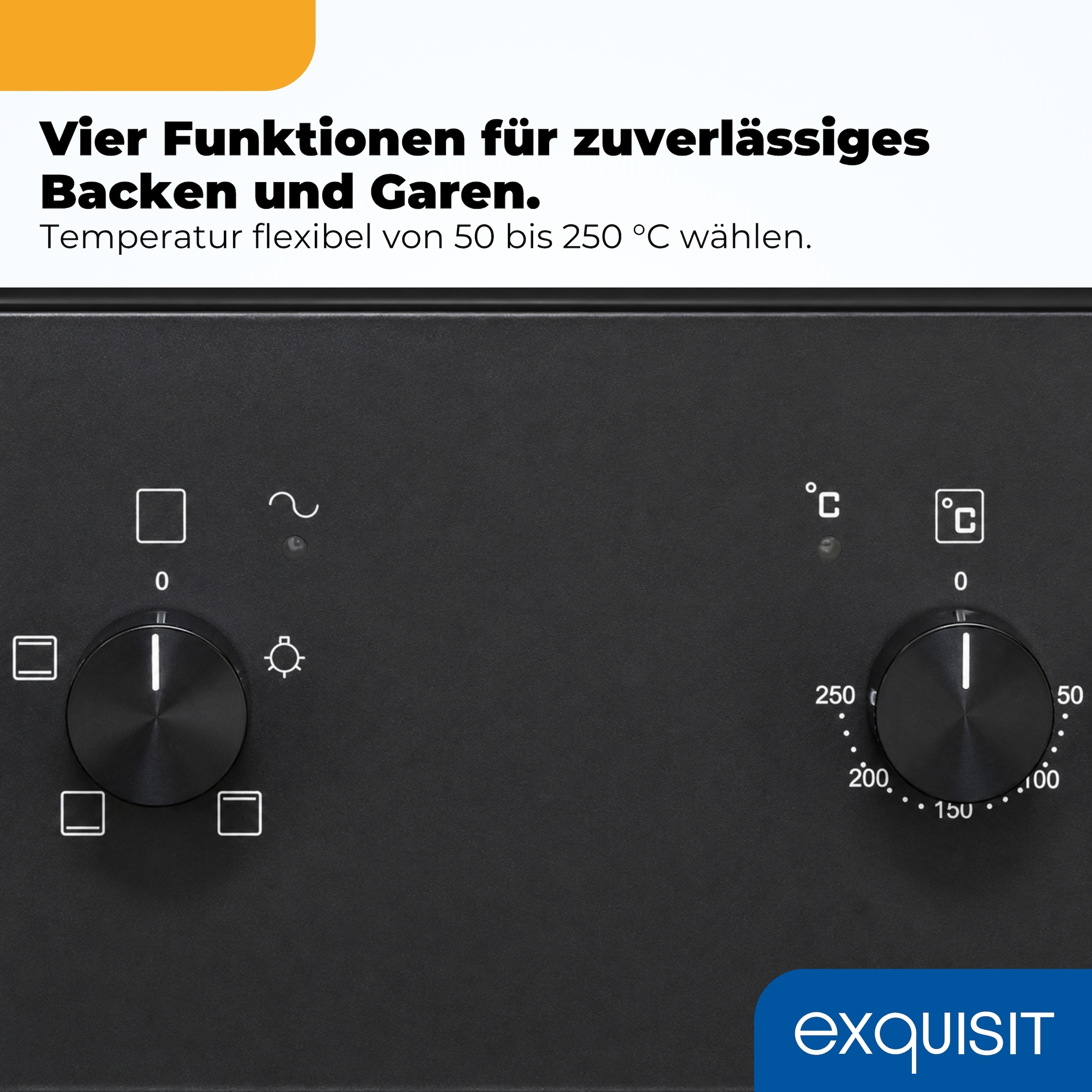 exquisit Backofen-Set »EHE346-120 Set mattschwarz« Backofen | Glaskeramikkochfeld, 2 Stk. tlg. Ober&Unterhitze mit 4-Zonen-Glaskeramikkochfeld – einfach & sicher!
