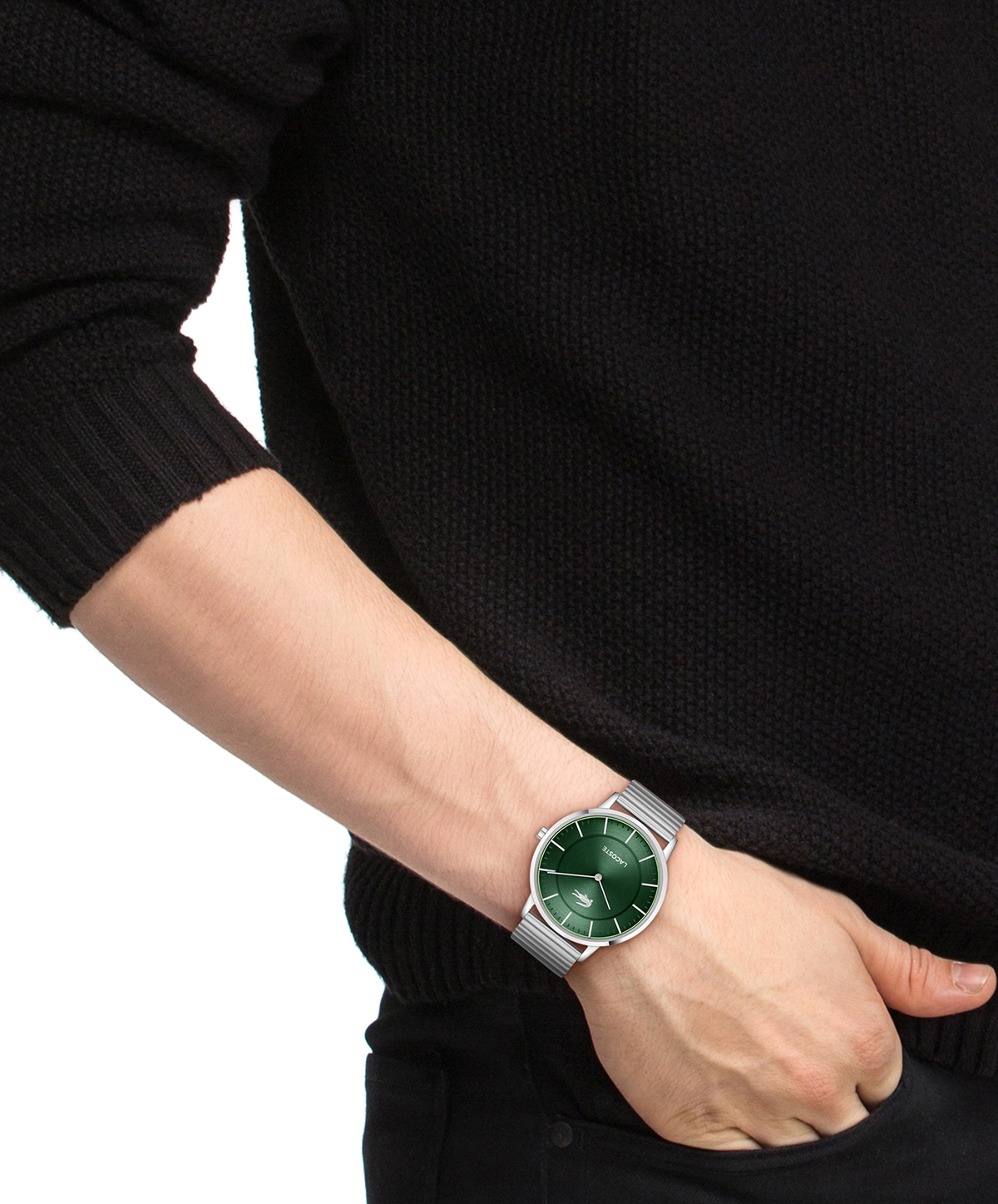 Lacoste Quarzuhr »CROCORIGIN«, Armbanduhr, Herrenuhr, Edelstahlarmband, analog